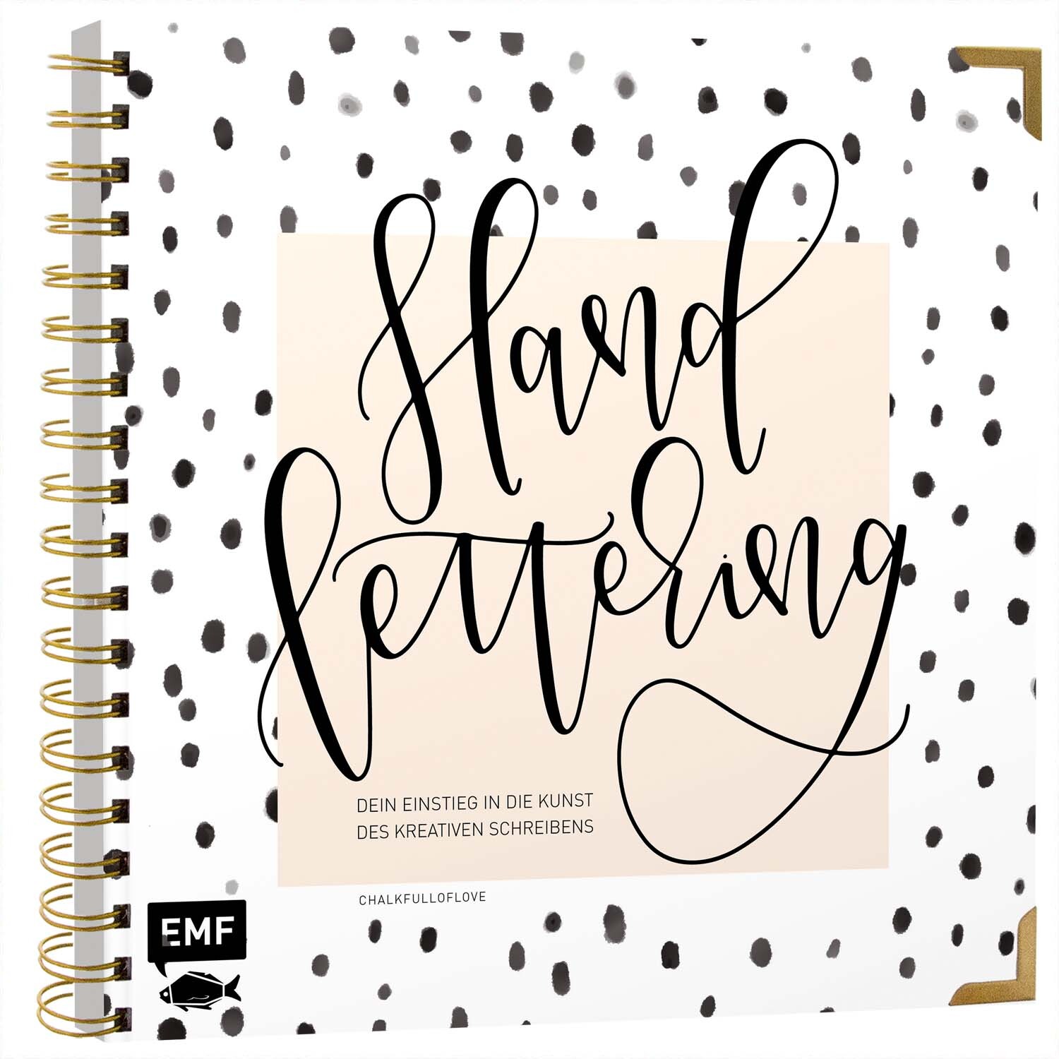 Handlettering - Dein Einstieg in die Kunst des kreativen Schreibens. Spiralgebundenes Buch mit schwarzem Punktmuster von EMF.