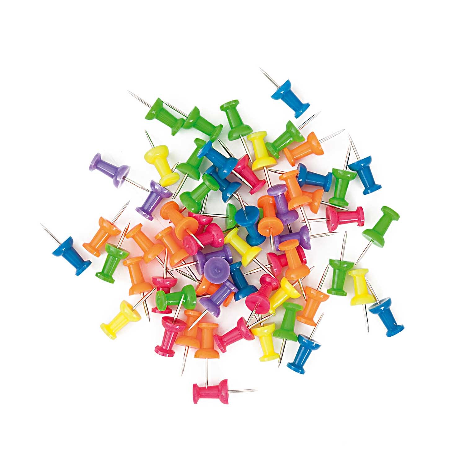 Paper Poetry Pinnwandnadeln in leuchtenden Farben, 60 Stück, von Rico Design auf weißem Hintergrund.