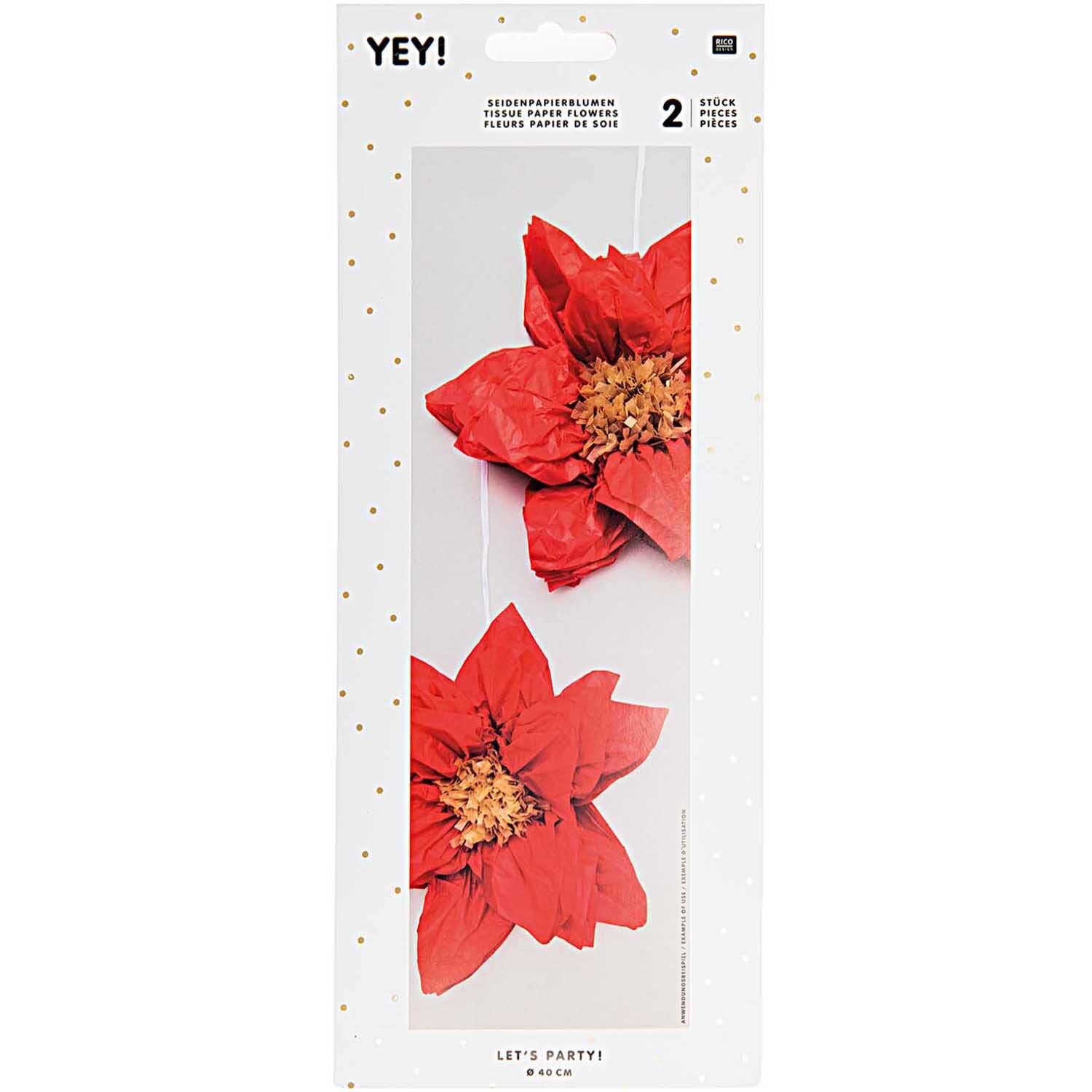 Seidenpapierblumen Weihnachtsstern 40cm 2 Stück Farbe Rot von Rico Design