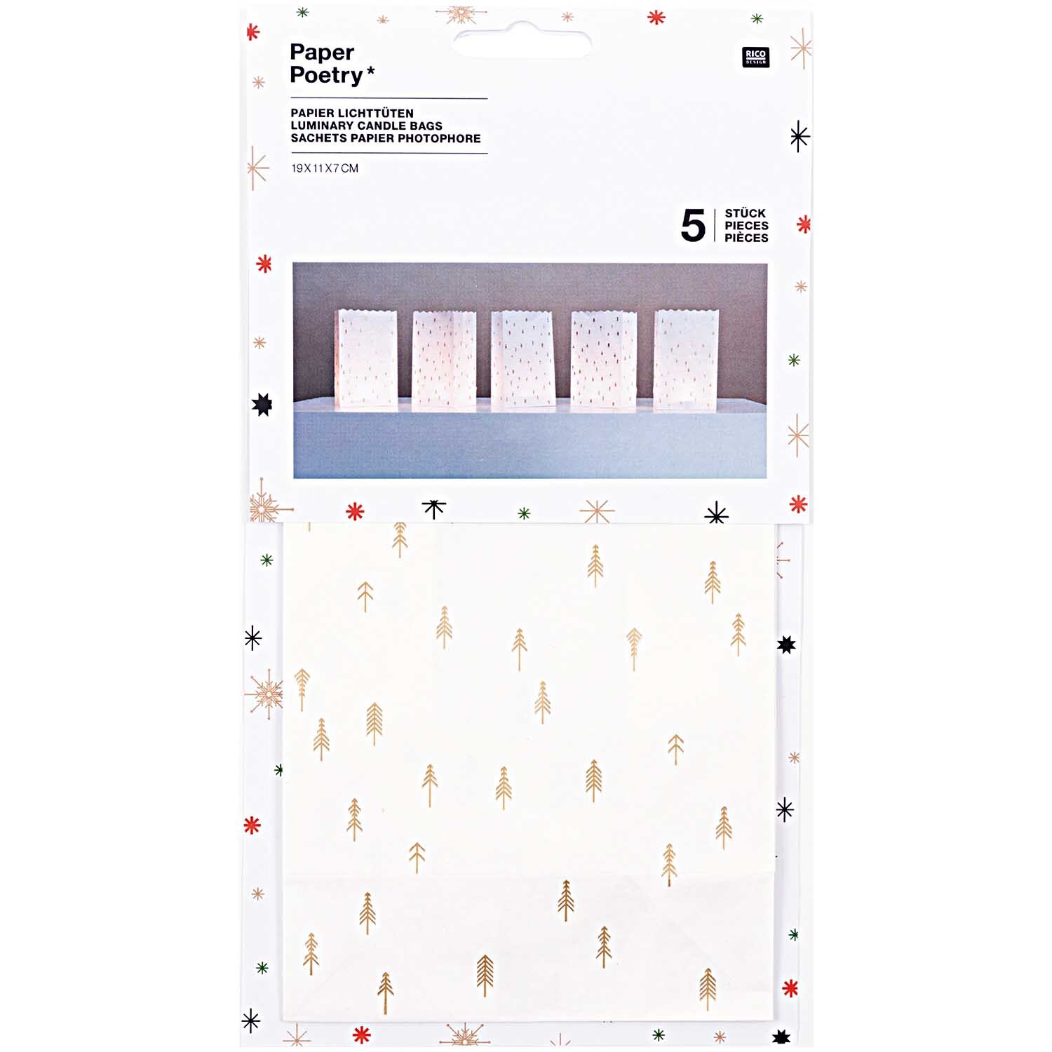 Paper Poetry Lichttüten klein 5 Stück Hot Foil von Rico Design
