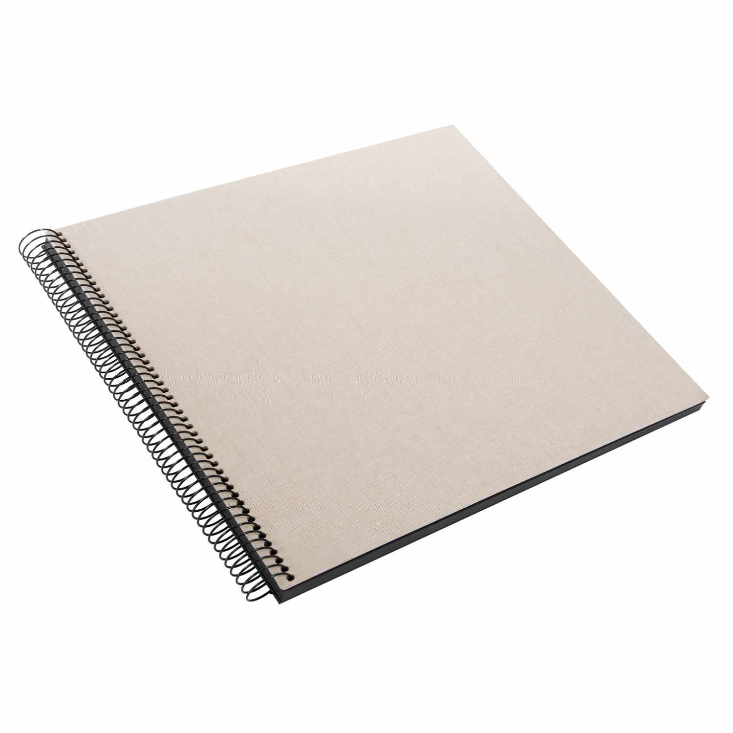 Spiralalbum 30x35cm mit Leinenbezug und 40 schwarzen Seiten, beige, von goldbuch, auf weißem Hintergrund.