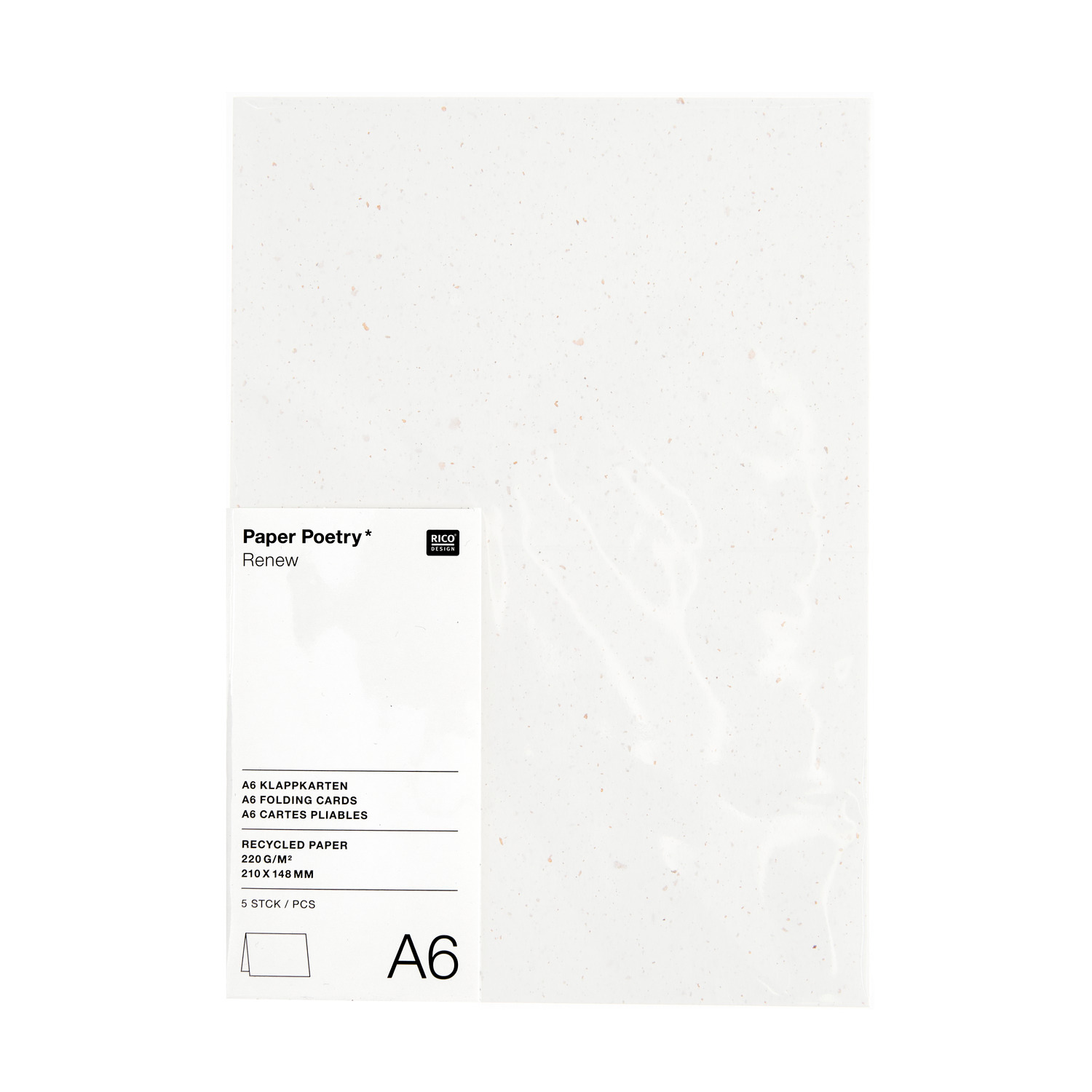Paper Poetry Renew Karten A6 5 Stück Farbe Offwhite-roségold von Rico Design
