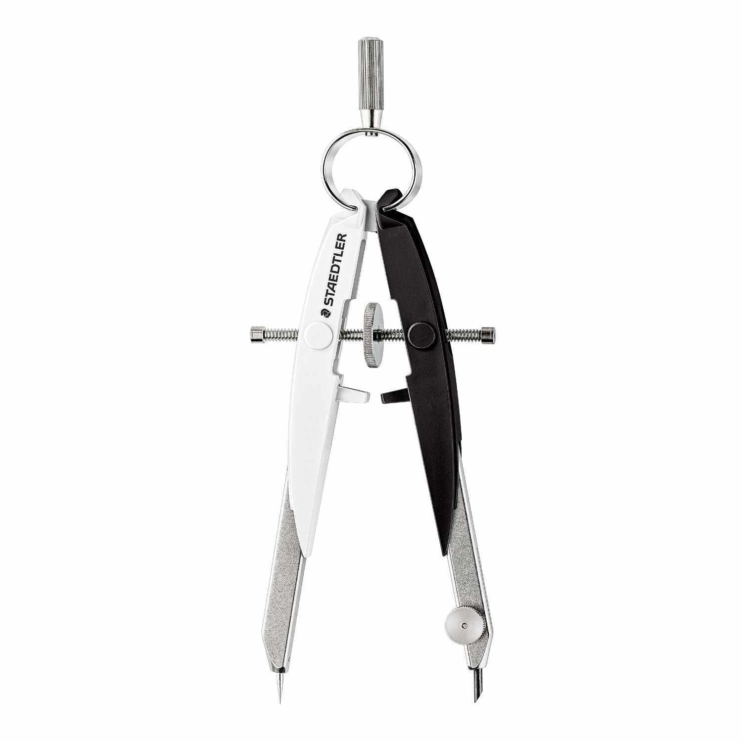 Mars Comfort Zirkel von Staedtler in Schwarz-Weiß, ideal für präzises Zeichnen und Messen.