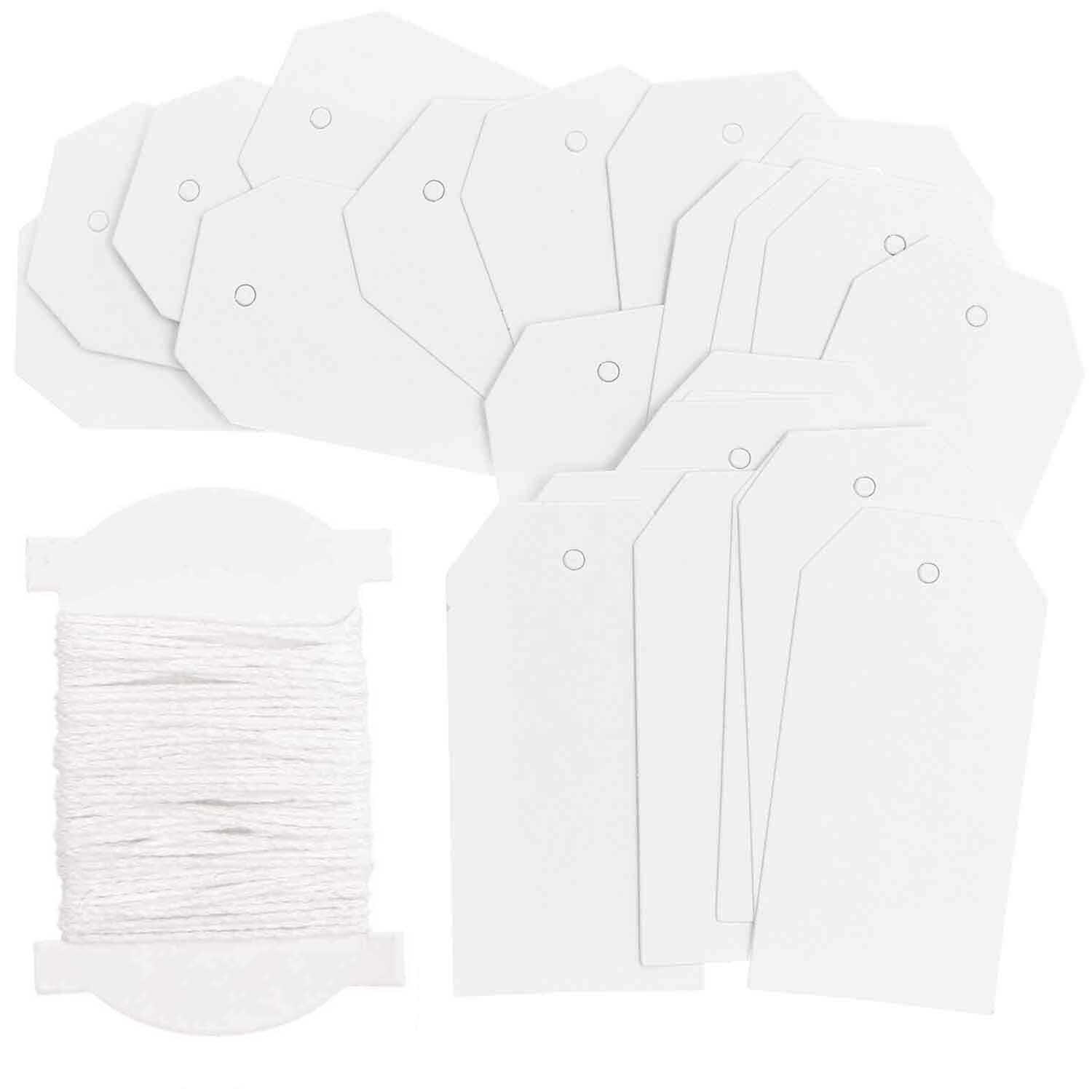 Paper Poetry Papieranhänger, 24 weiße Stück von Rico Design, mit Faden für kreative Bastelprojekte.