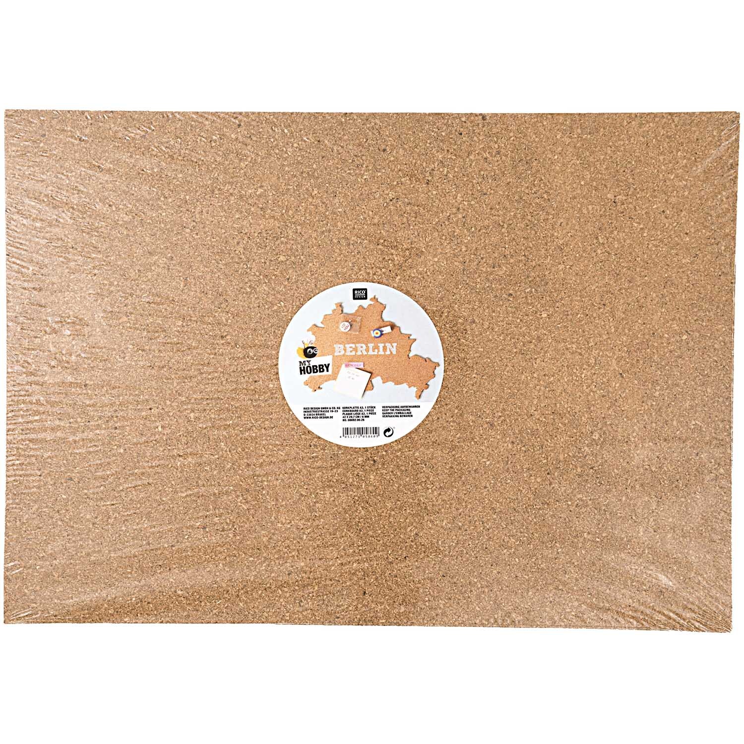 Korkplatte A3 2mm 2 Stück von Rico Design, rechteckig, naturfarben, ideal für kreative Projekte.