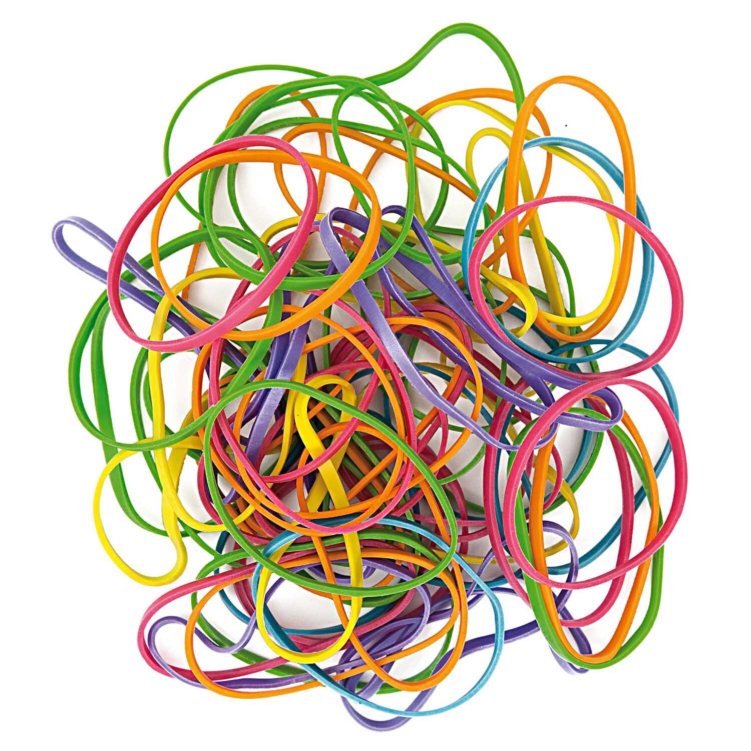 Paper Poetry Gummibänder, 45g, von Rico Design. Ein bunter Haufen elastischer Bänder in verschiedenen Farben.