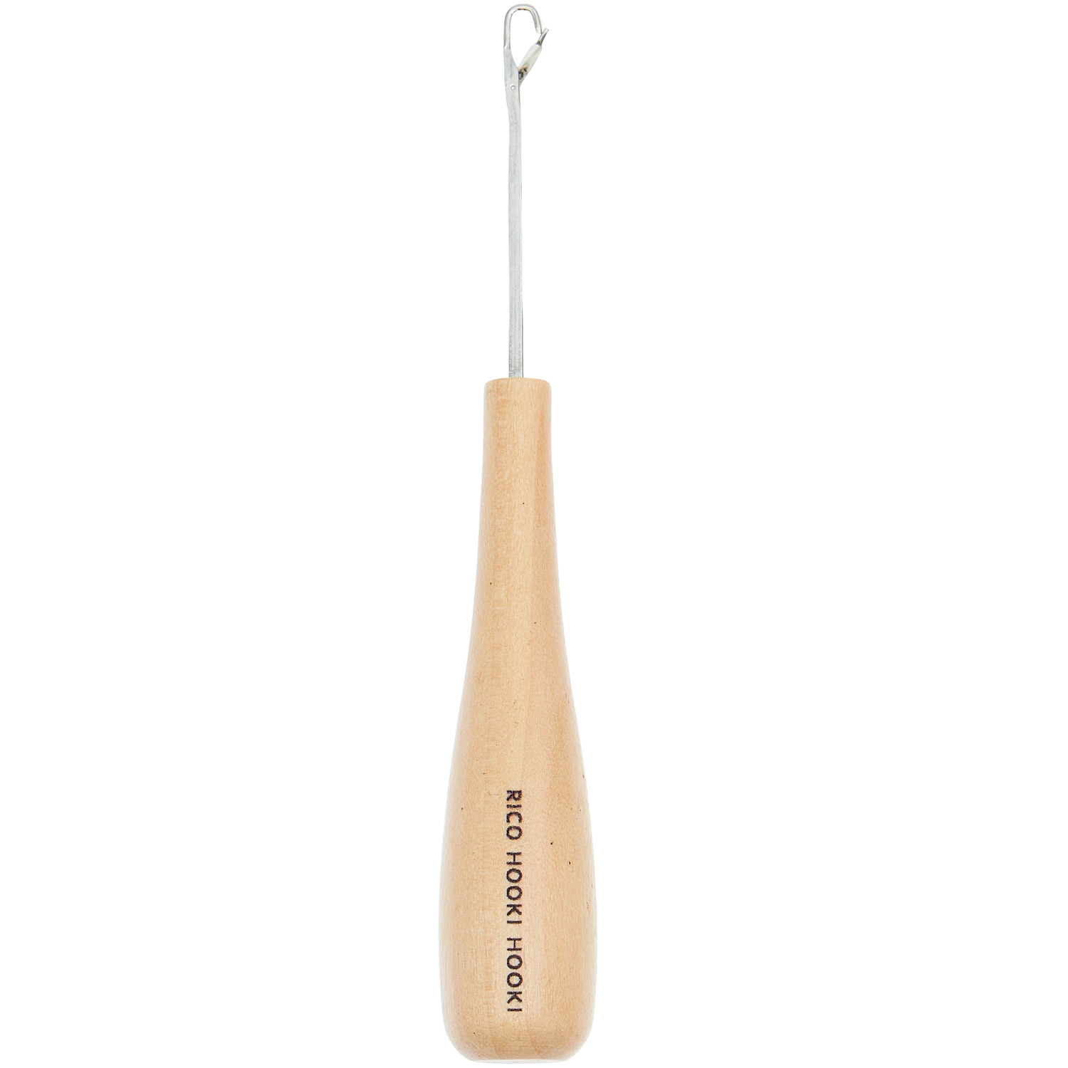 Rico Hooki Hooki Knüpfhaken mit ergonomischem Holzgriff und Metallhaken, ideal für 5mm Garn. Perfekt für kreative Handarbeitsprojekte.