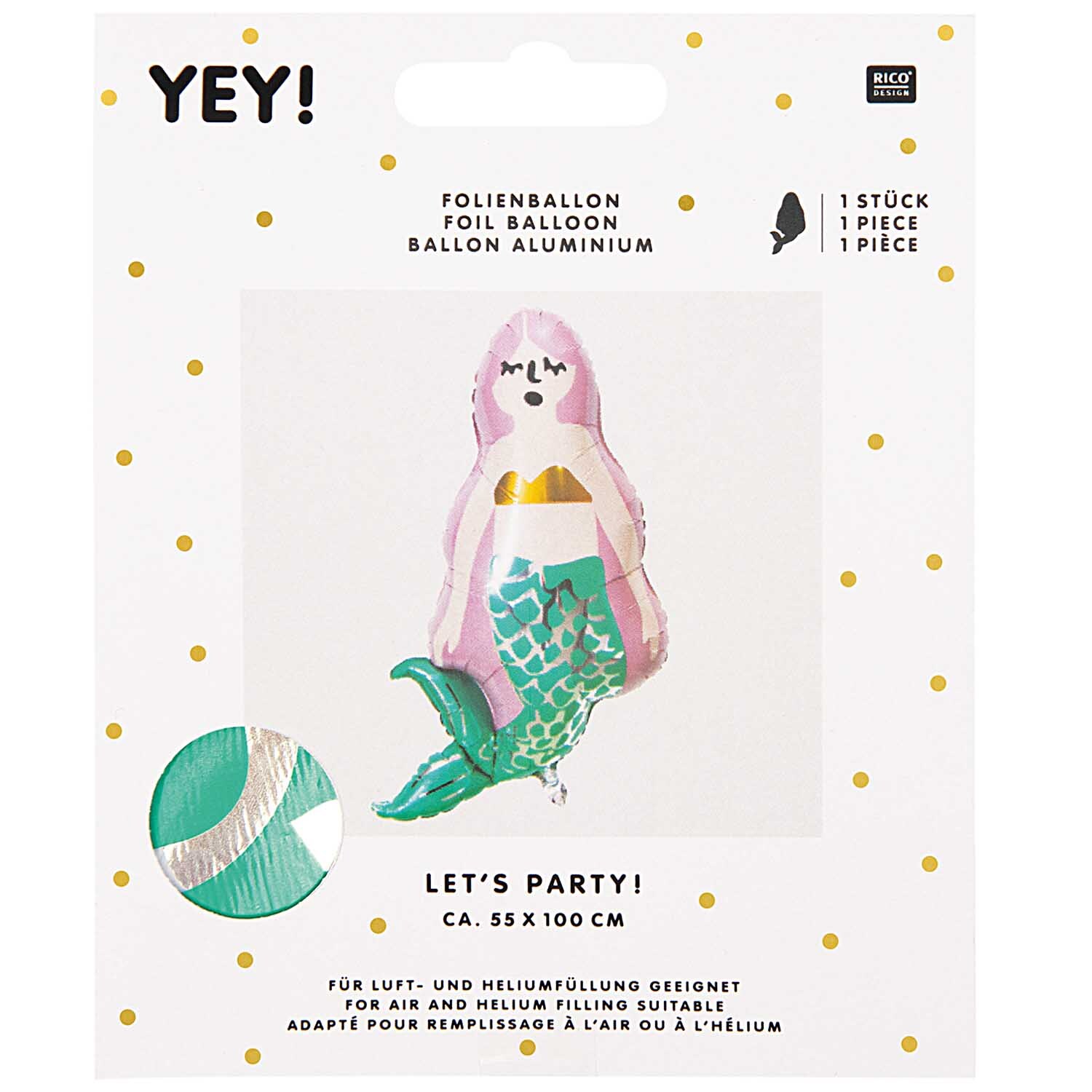 Folienballon Meerjungfrau 55x100cm von Rico Design