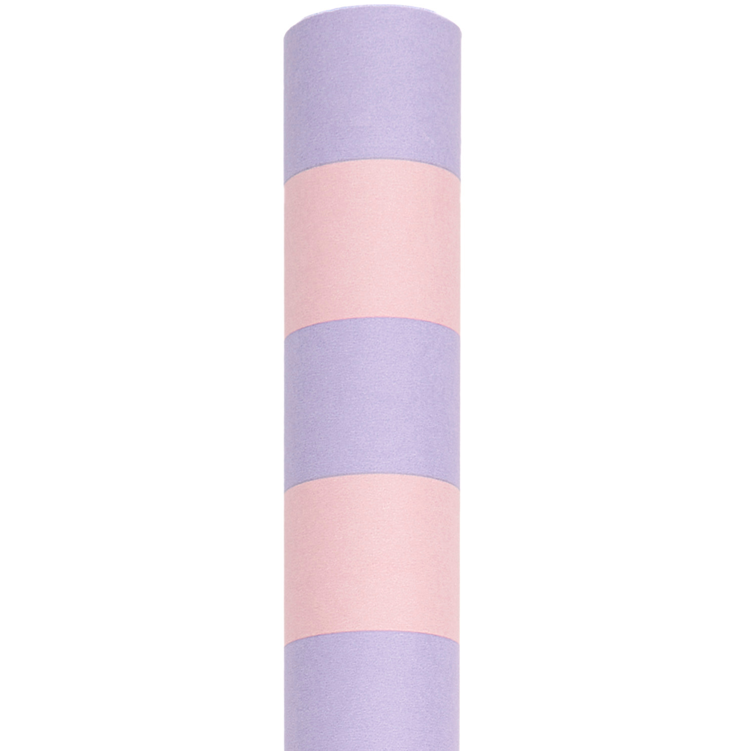 Seidenpapier Streifen Rosa-Flieder von Rico Design, 50x365cm Rolle, zeigt abwechselnde rosa und fliederfarbene Streifen.