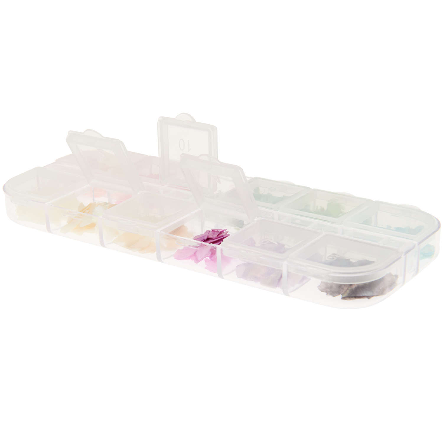 Füllmaterial für Resin Muschelsplitter Pastell von Rico Design zeigt bunte Muschelsplitter in zarten Pastelltönen, ideal für kreative Bastelprojekte.