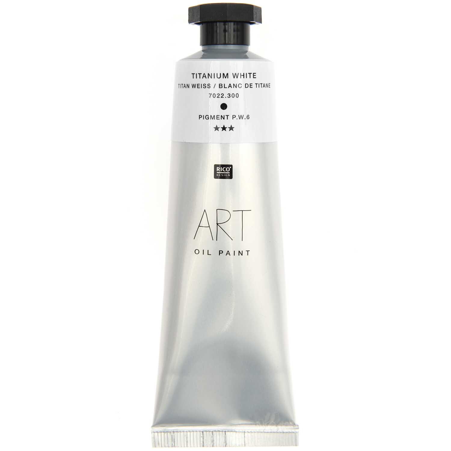 Art Öl in 60ml Tube von Rico Design. Die Farbe Titan Weiß eignet sich ideal für Künstler.
