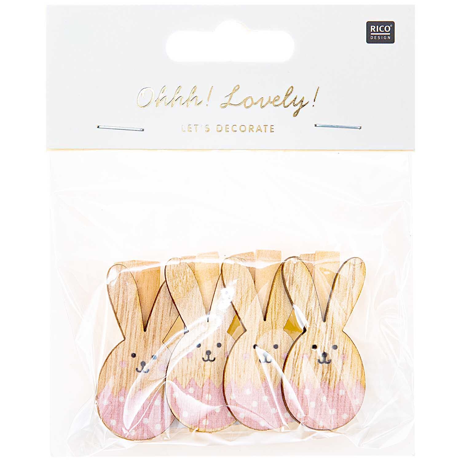 Dekoklammern Osterhase 4 Stück Farbe Rosa von Rico Design