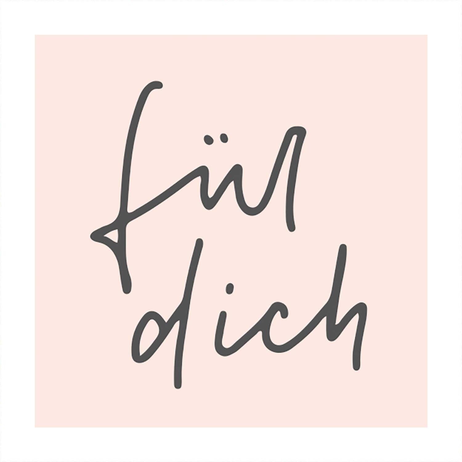 Stempel für dich nude 45x45mm von May&Berry mit handgeschriebenem Text auf rosa Hintergrund.