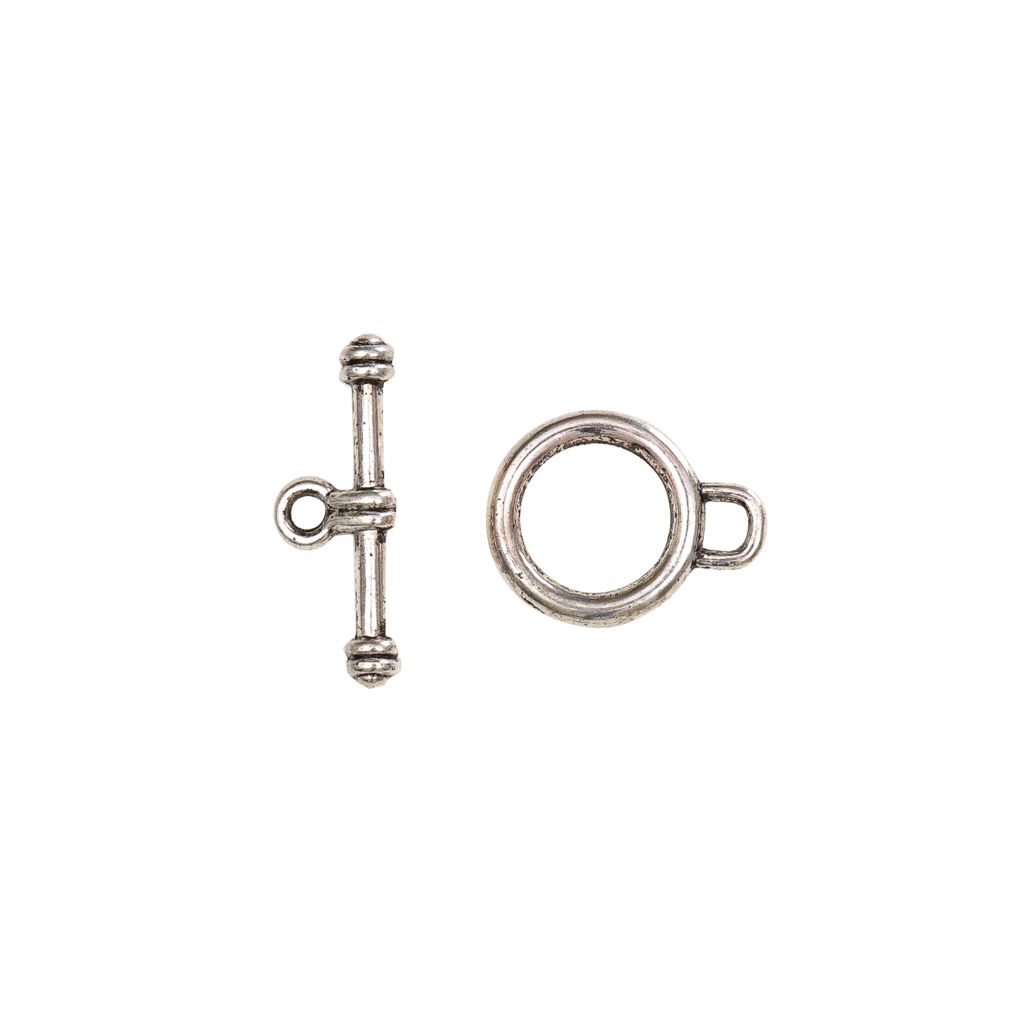 Knebelverschluß silber 14mm von Rico Design, bestehend aus einem Stab und einem Ring, ideal für Schmuck.