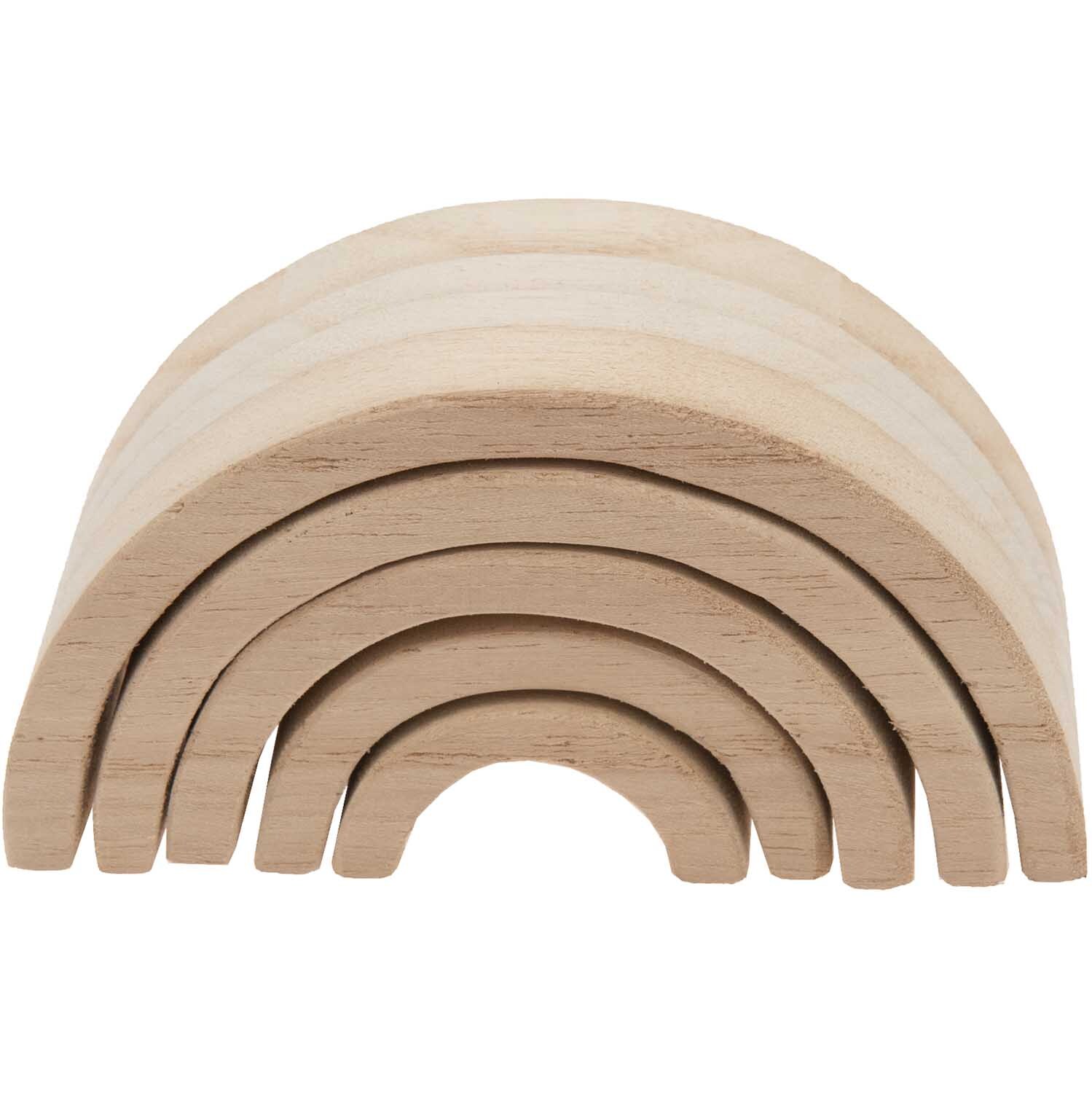 Holz-Regenbogen 12x6x5cm, 5-teilig von Rico Design. Naturfarbene, ineinander passende Holzbögen.
