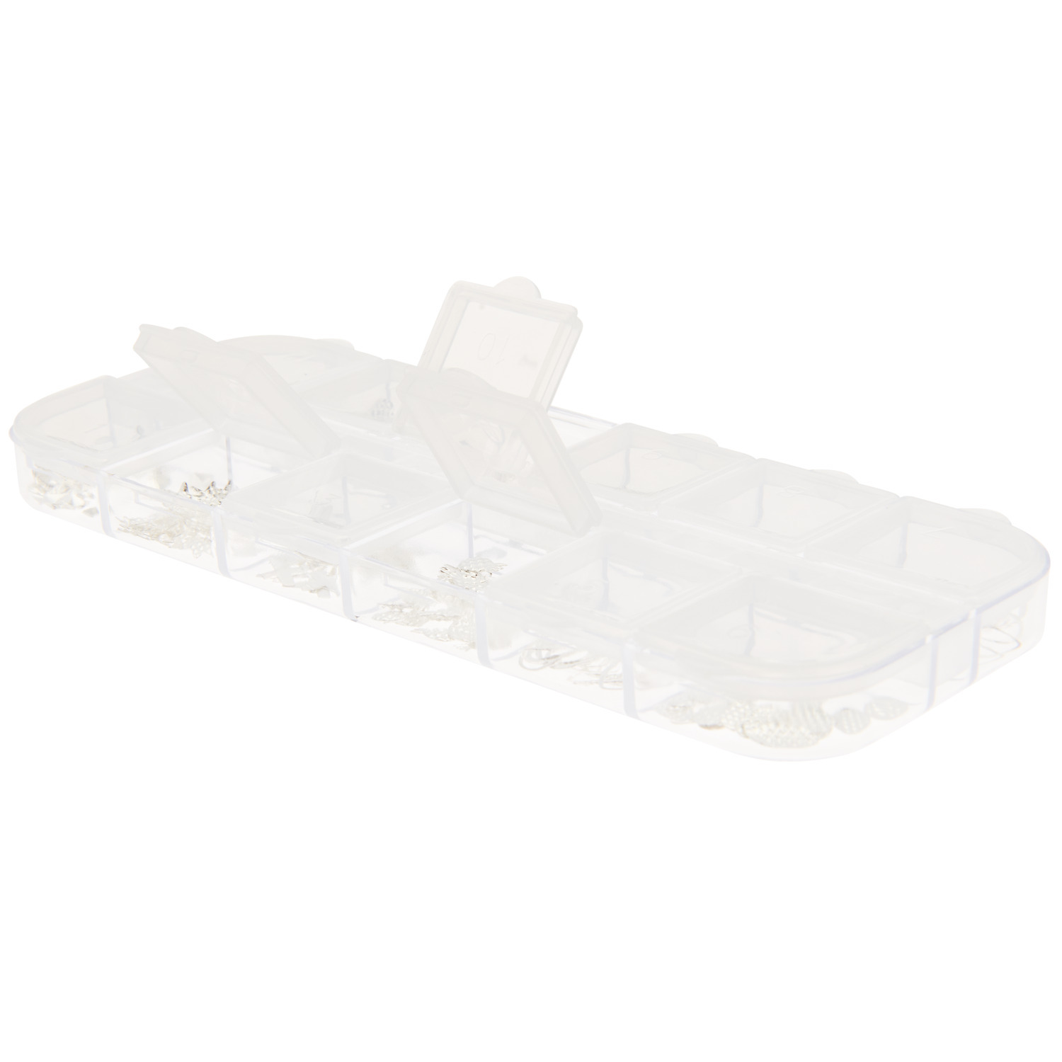 Füllmaterial für Resin Formen Mix Silber in transparenter Box von Rico Design, 12x8g. Ideal für kreative Bastelprojekte und Schmuckherstellung.