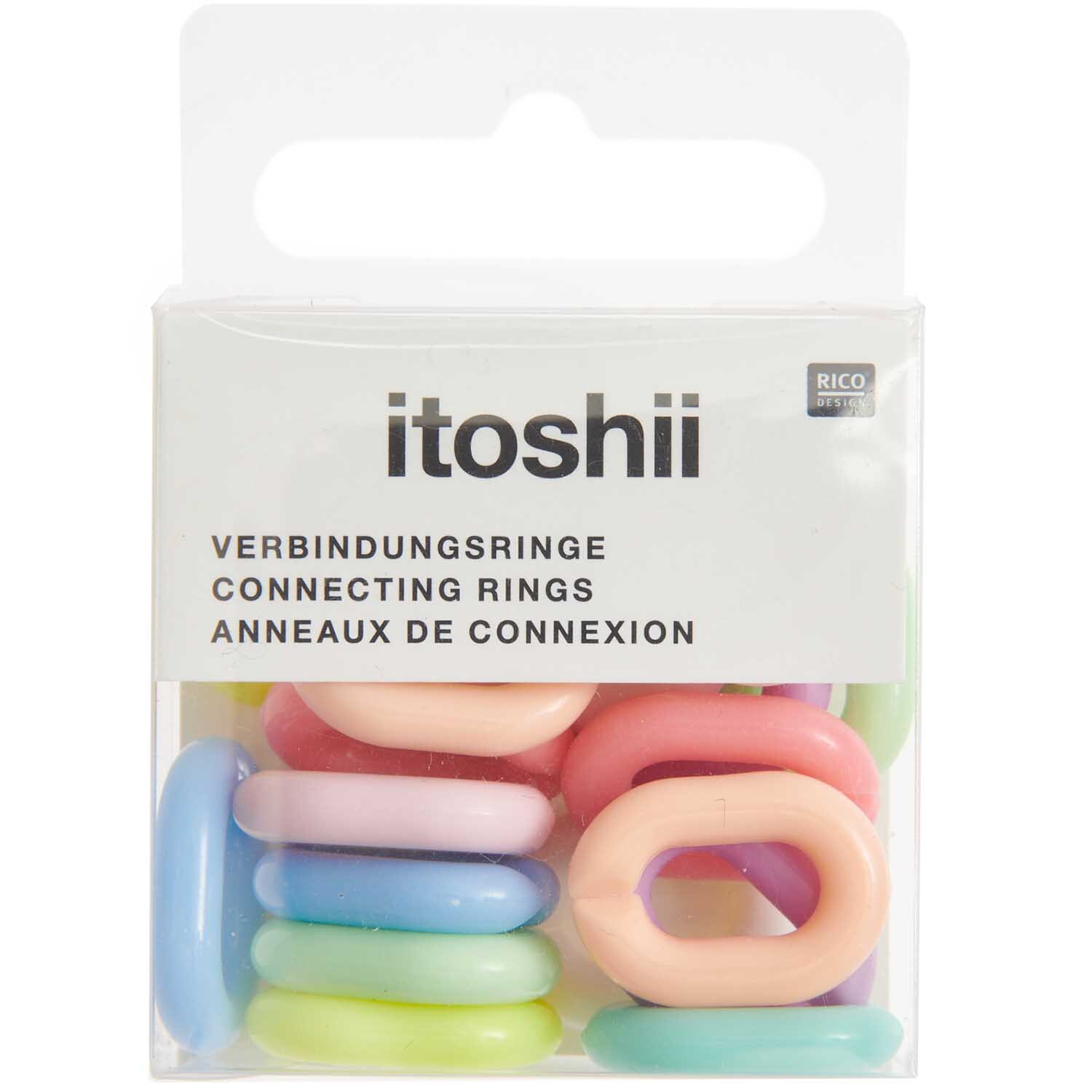 itoshii Verbindungsringe rainbow pastell 19x14x4mm 18 Stück von Rico Design