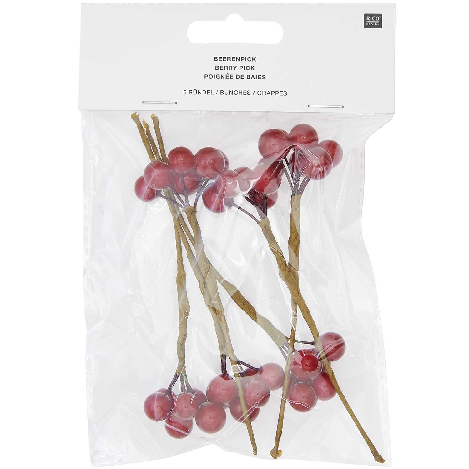 Beerenpick 16,5x8,5cm 6 Stück Farbe Rot von Rico Design