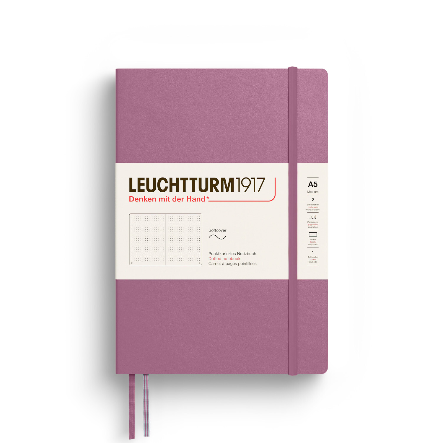 Notizbuch Medium dotted Softcover A5 in Dusty Rose von LEUCHTTURM1917, ideal für Notizen.