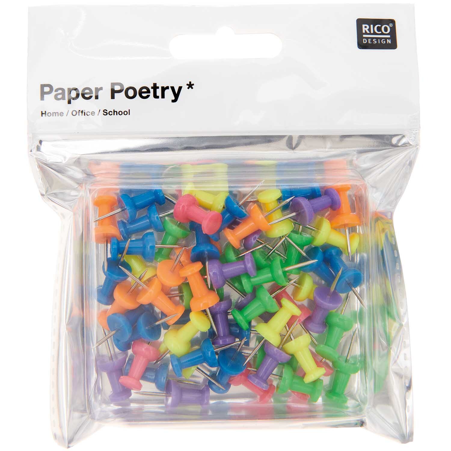 Paper Poetry Pinnwandnadeln mehrfarbig 60 Stück von Rico Design