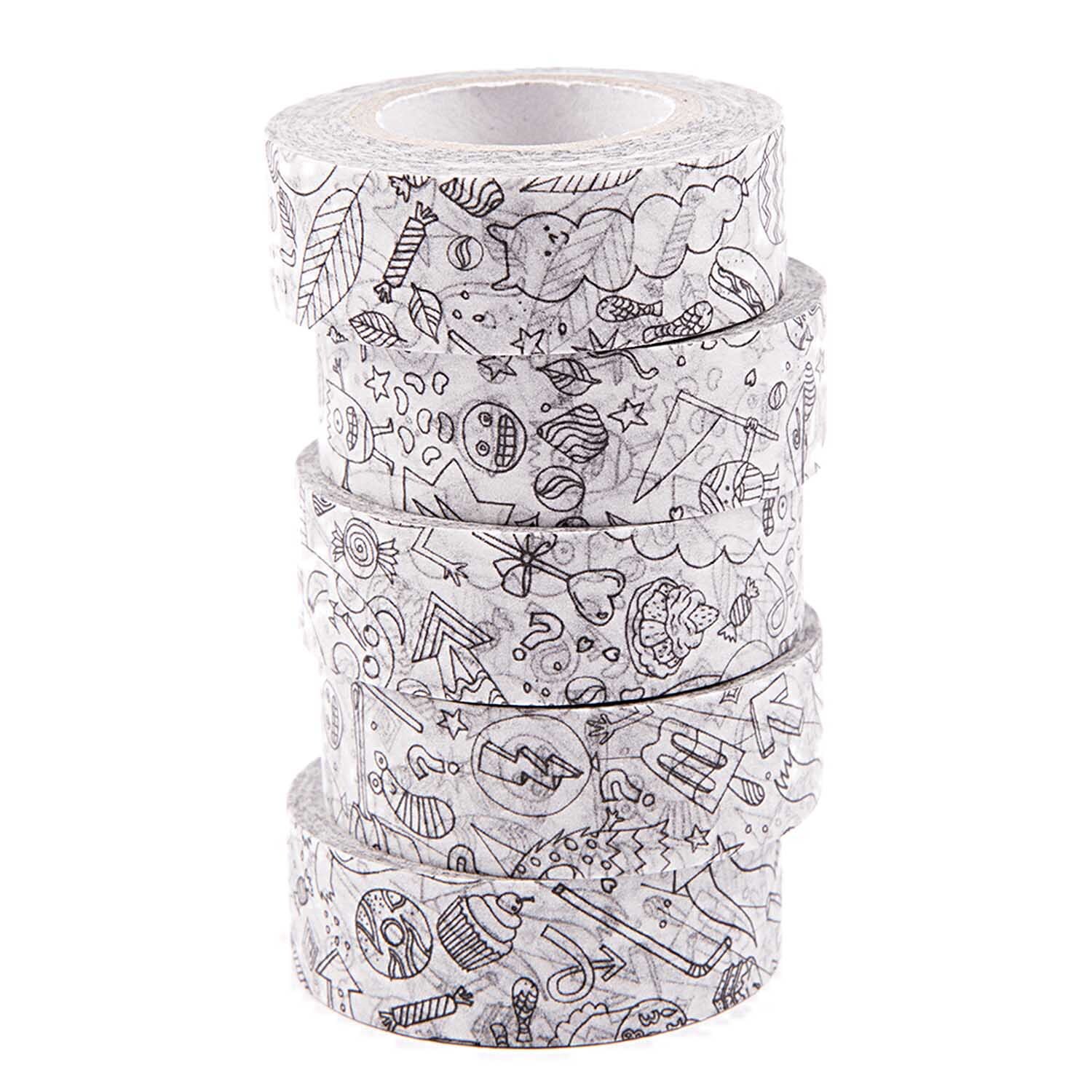 Paper Poetry Tape Set zum Ausmalen, 5 Rollen mit kreativen Mustern, ideal für Bastelprojekte. Marke: Rico Design.