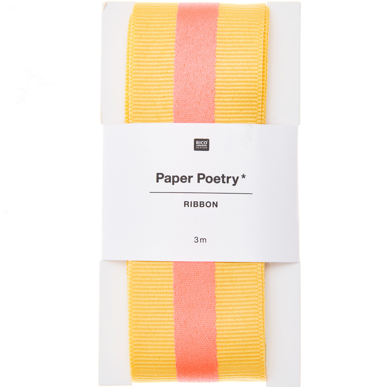 Paper Poetry Webband Duo Streifen Gelb/ Neon Pink 38mmx3m  von Rico Design