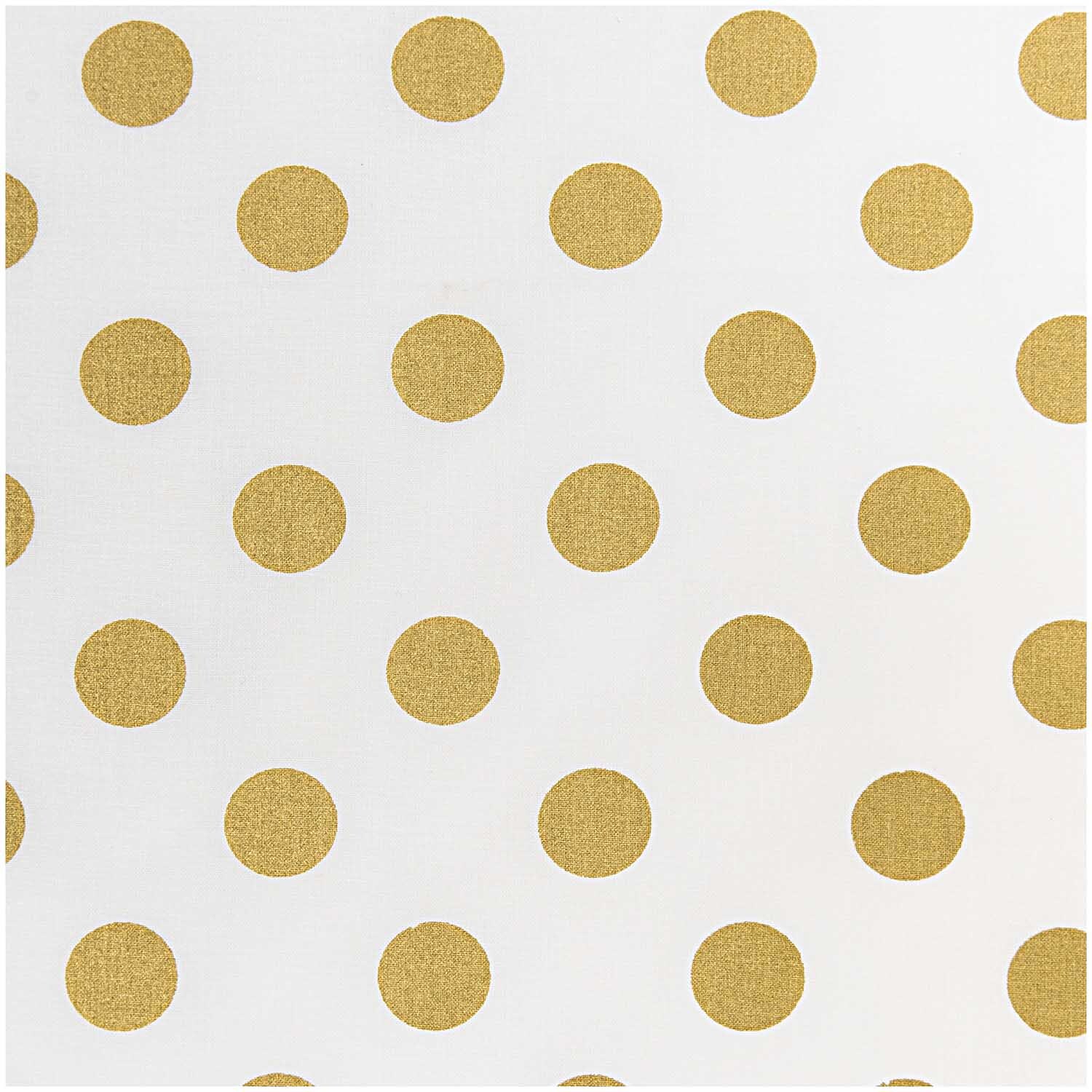 Stoff Punkte weiß-gold 50x140cm von Rico Design zeigt goldene Punkte auf weißem Hintergrund. Ideal für kreative Nähprojekte.