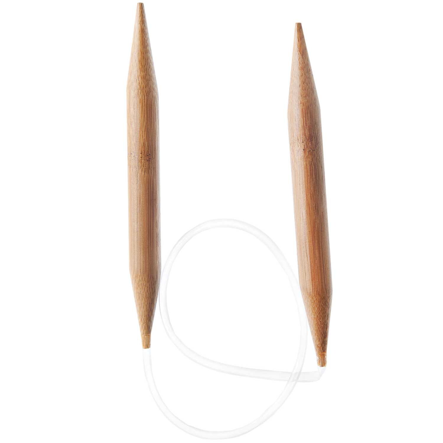 Rundstricknadel 60cm Bambus von Rico Design, aus glattem Bambus mit flexiblem Kabel, ideal für Strickprojekte.
