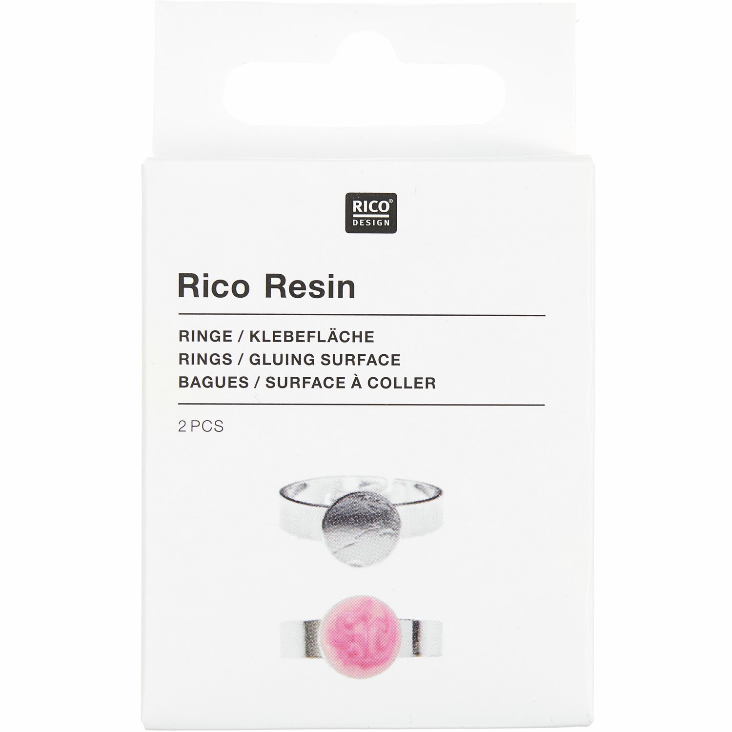 Ring größenverstellbar mit runder Klebefläche  2 Stück von Rico Design