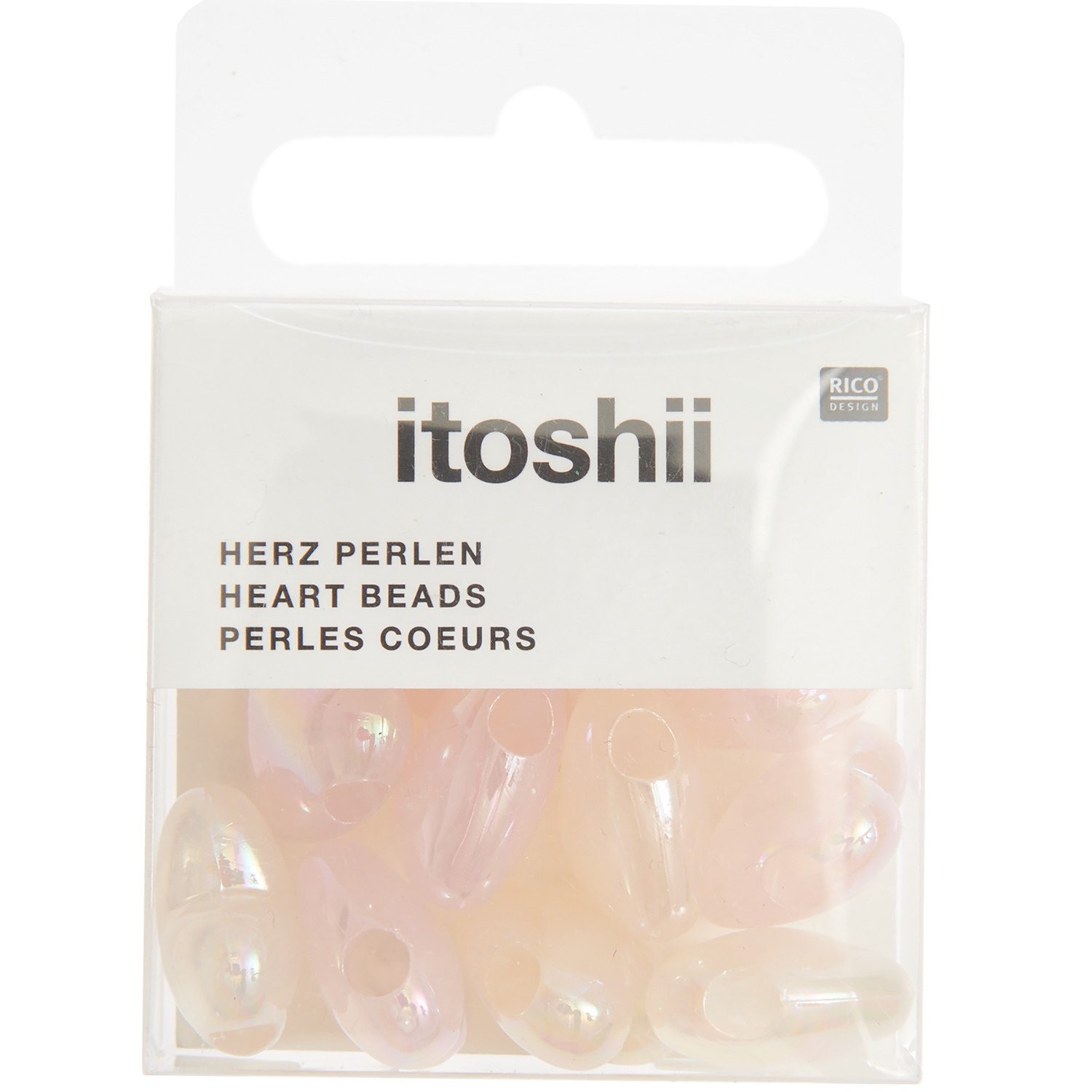 itoshii Herz Perlen holographisch rosa 17x15x9mm 12 Stück von Rico Design
