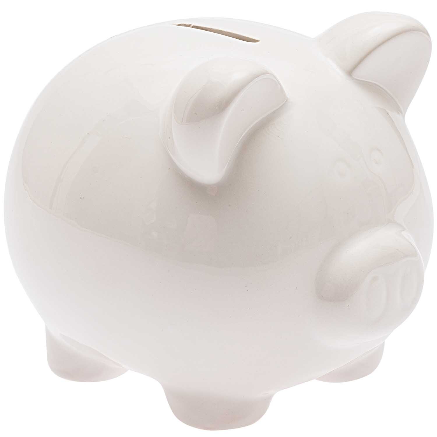 Sparschwein zum Bemalen in Weiß, 14,5x13cm, von idee. Creativmarkt. Perfekt für kreative Projekte.