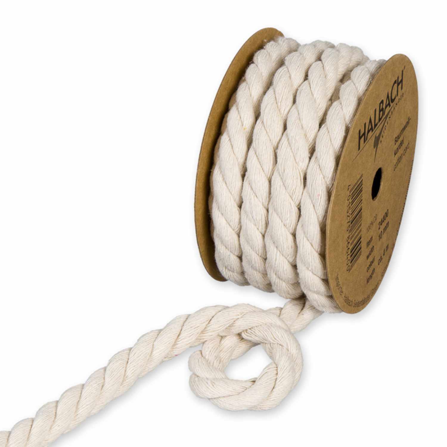 Baumwollkordel 10mm 4m Farbe Creme von Halbach Seidenbänder 