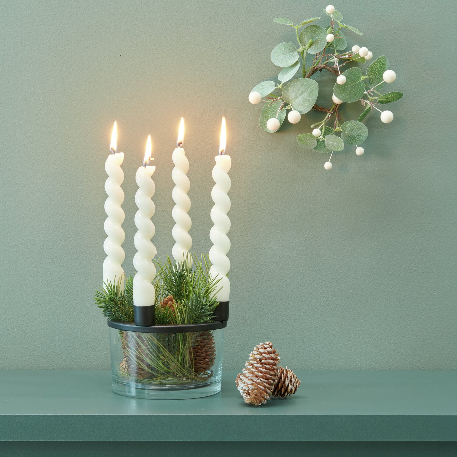 Advent-Metallkerzenhalter mit Glasvase Ø14,8x10,5cm von Rico Design