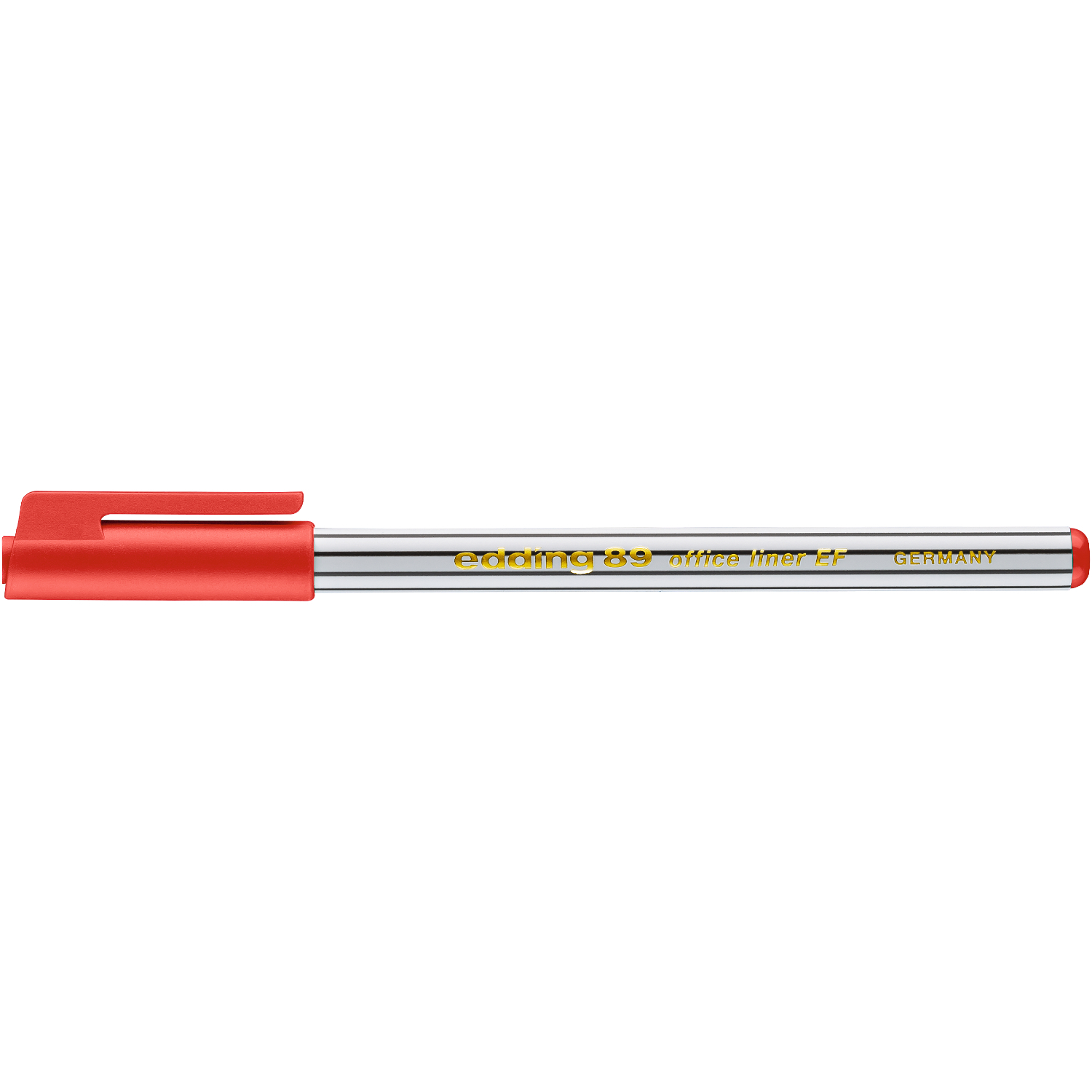 89 office liner EF 0,3mm von edding in Rot. Der Stift hat eine feine Spitze und einen roten Clip. Ideal für präzises Schreiben.