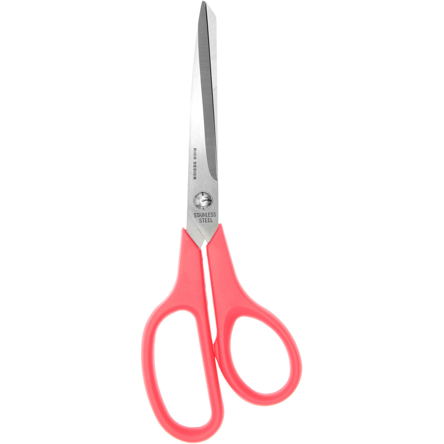 Universalschere mit neonpinken Griffen von Rico Design, ideal für präzises Schneiden.