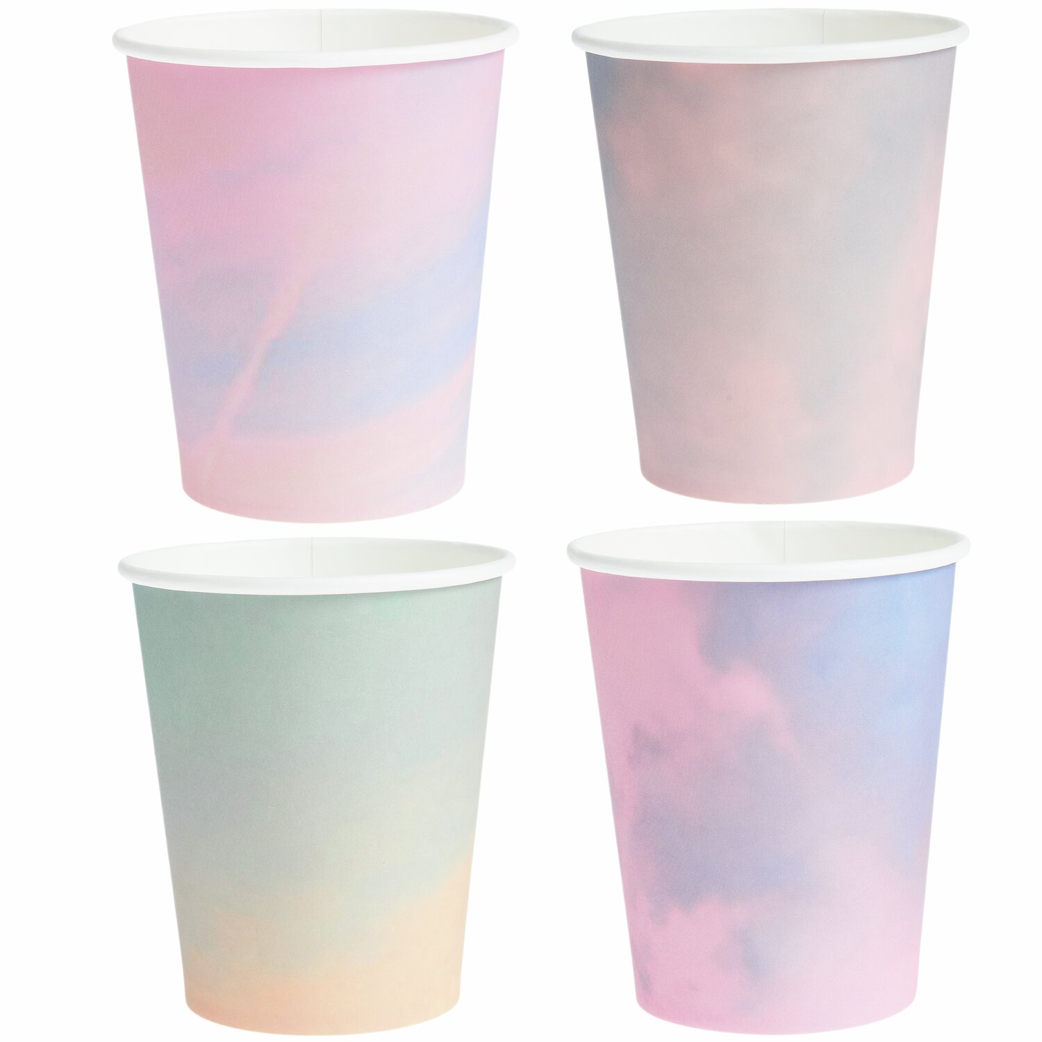 Pappbecher Mix The Sky is the Limit 8 Stück, pastellfarbene Designs, 250ml, von Rico Design.