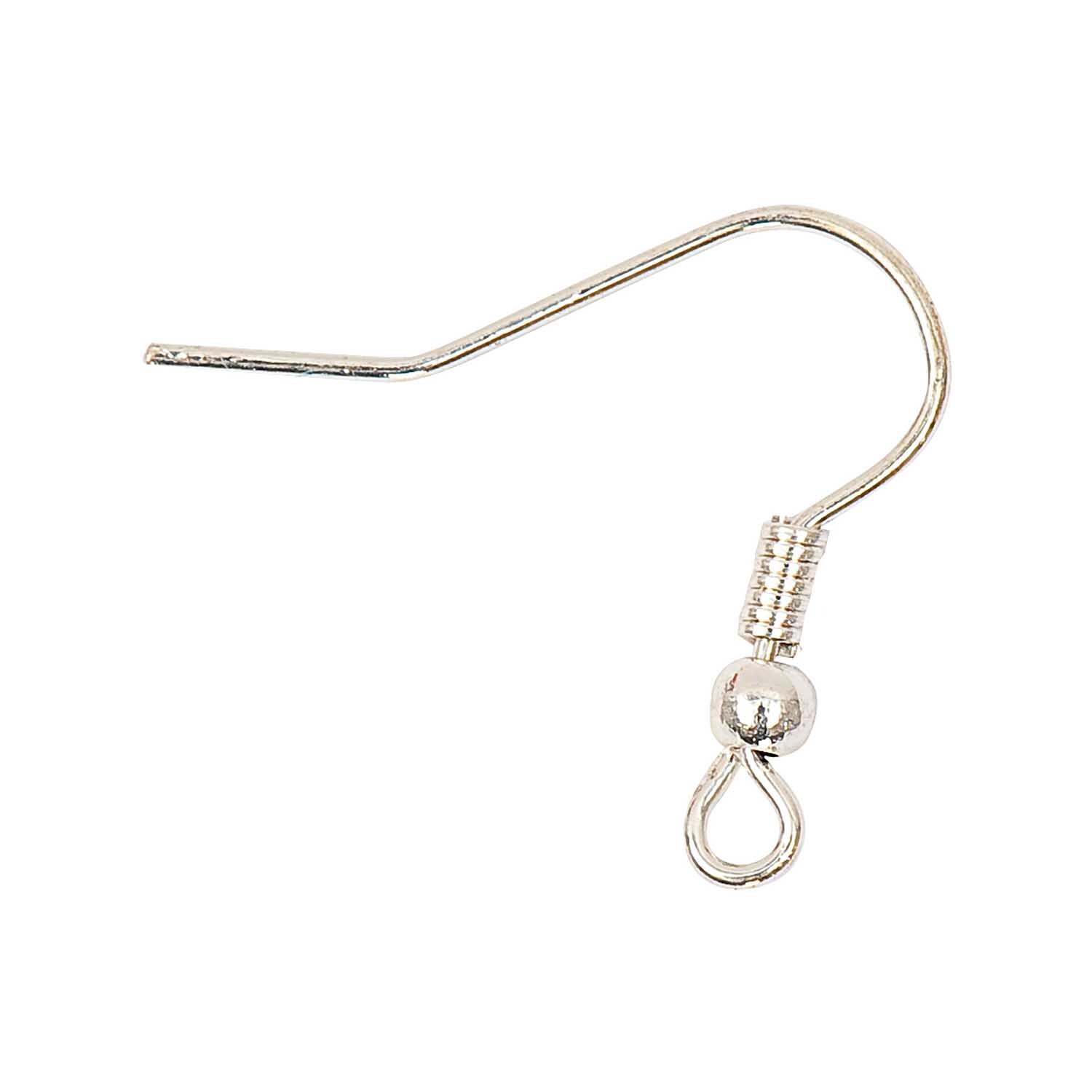 Ohrhaken mit Feder silber 10 Stück von Rico Design, zeigt einen silbernen Ohrhaken mit Feder.