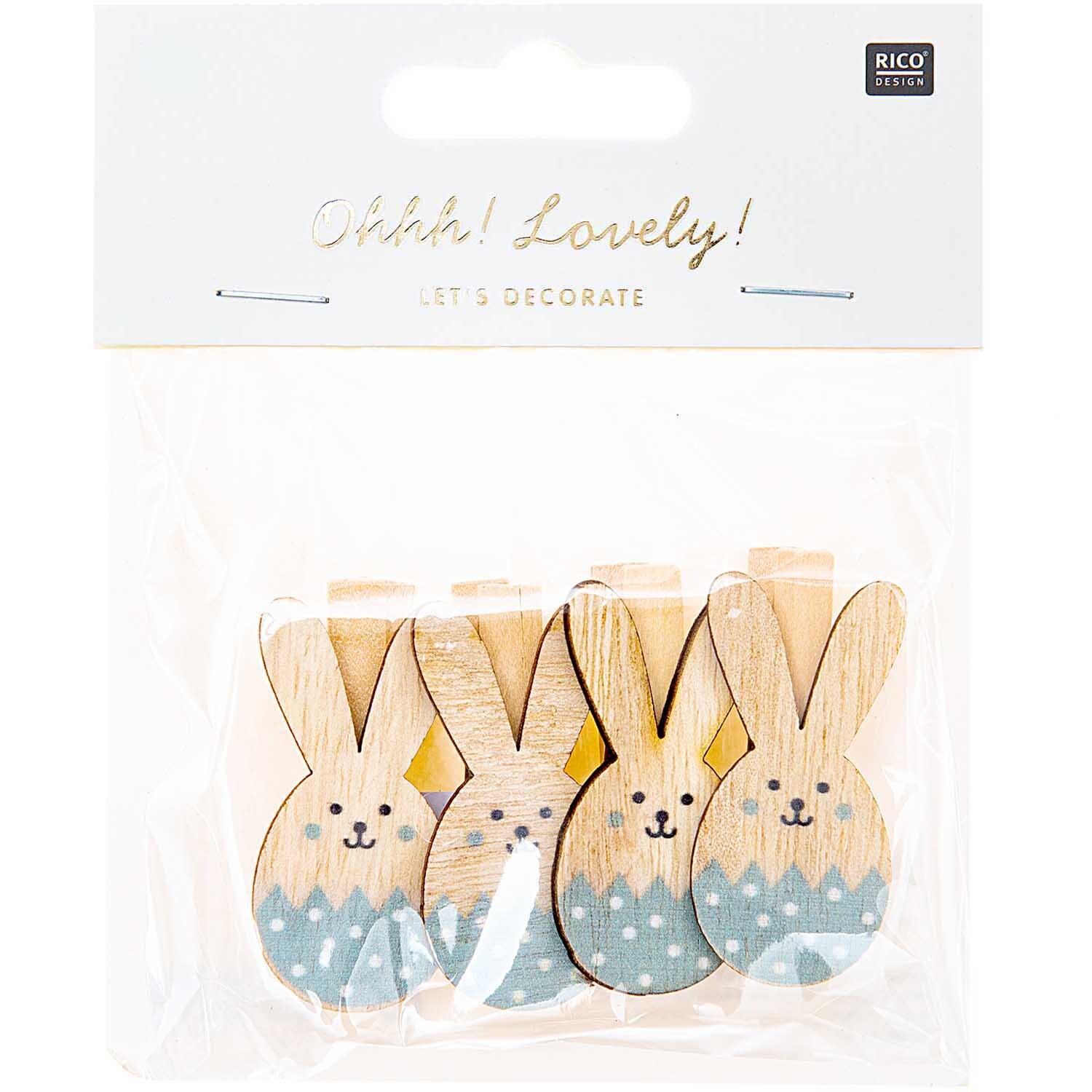 Dekoklammern Osterhase 4 Stück Farbe Mint von Rico Design