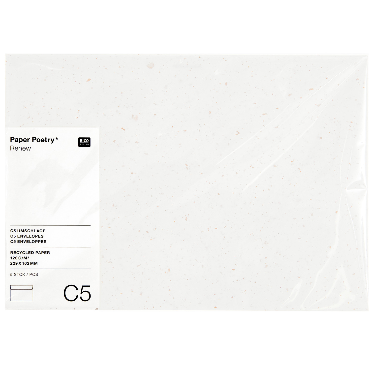 Paper Poetry Renew Umschläge C5 5 Stück Farbe Offwhite-roségold von Rico Design