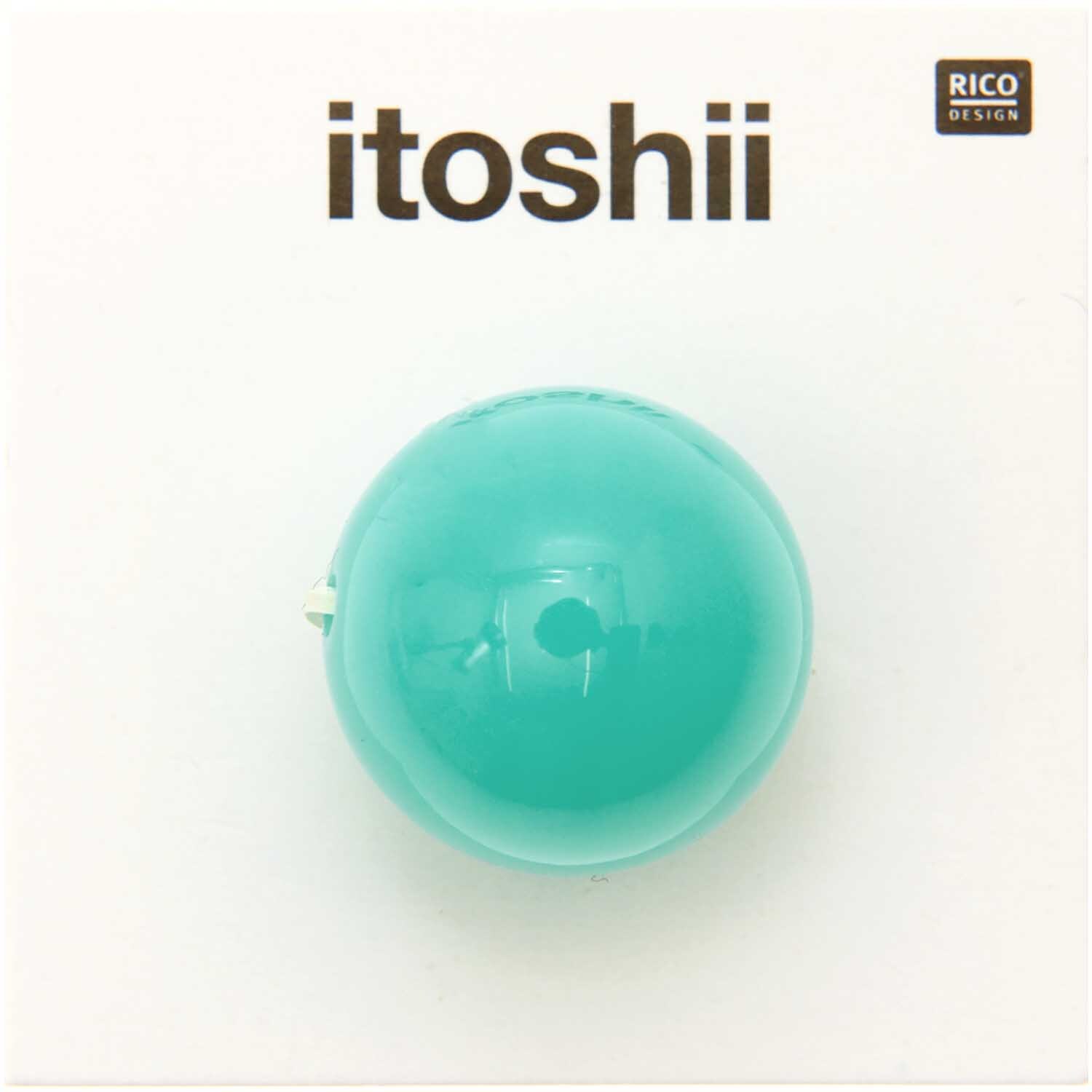 itoshii Perle rund 19mm 1 Stück von Rico Design in Mint auf weißem Hintergrund präsentiert.