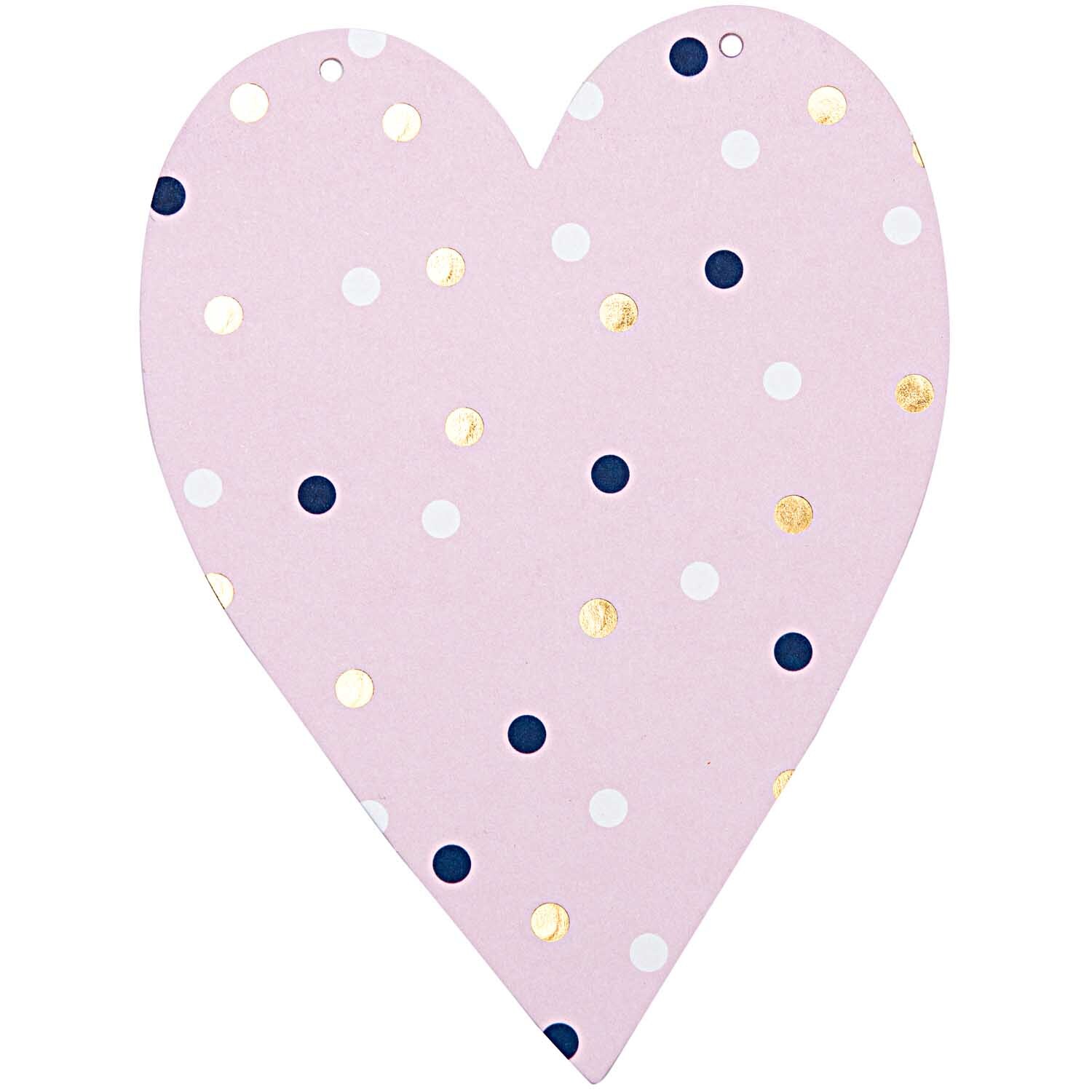 Buchstabe für Girlande 14cm Herz: Rosa Herz mit bunten Punkten von Rico Design, ideal für kreative Dekorationen.