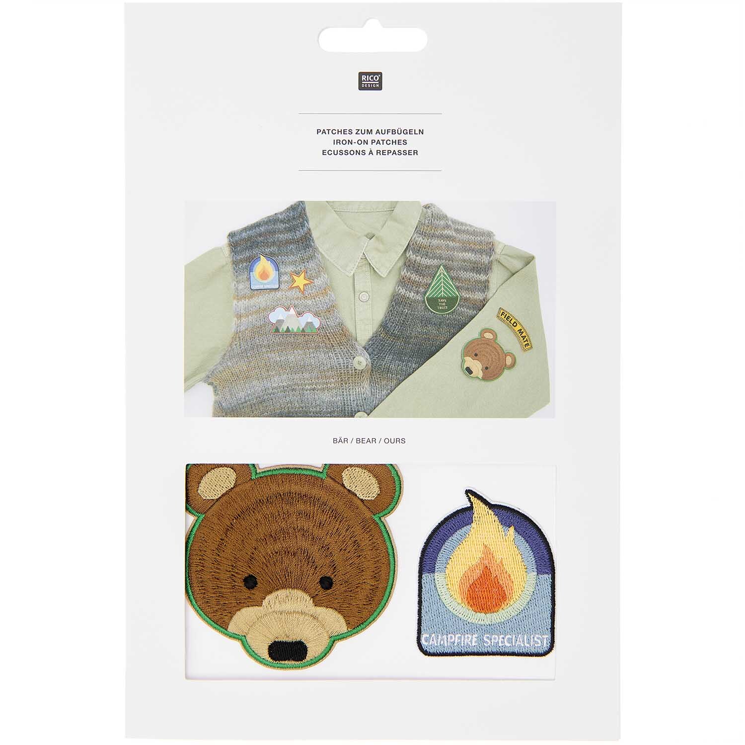 Patches Pfadfinder Bär zum Aufbügeln 6-teilig von Rico Design
