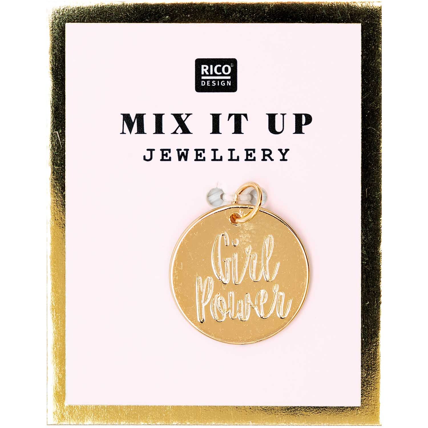 Mix it Up - Jewellery Anhänger Scheibe Girl Power gold Ø17mm von Rico Design