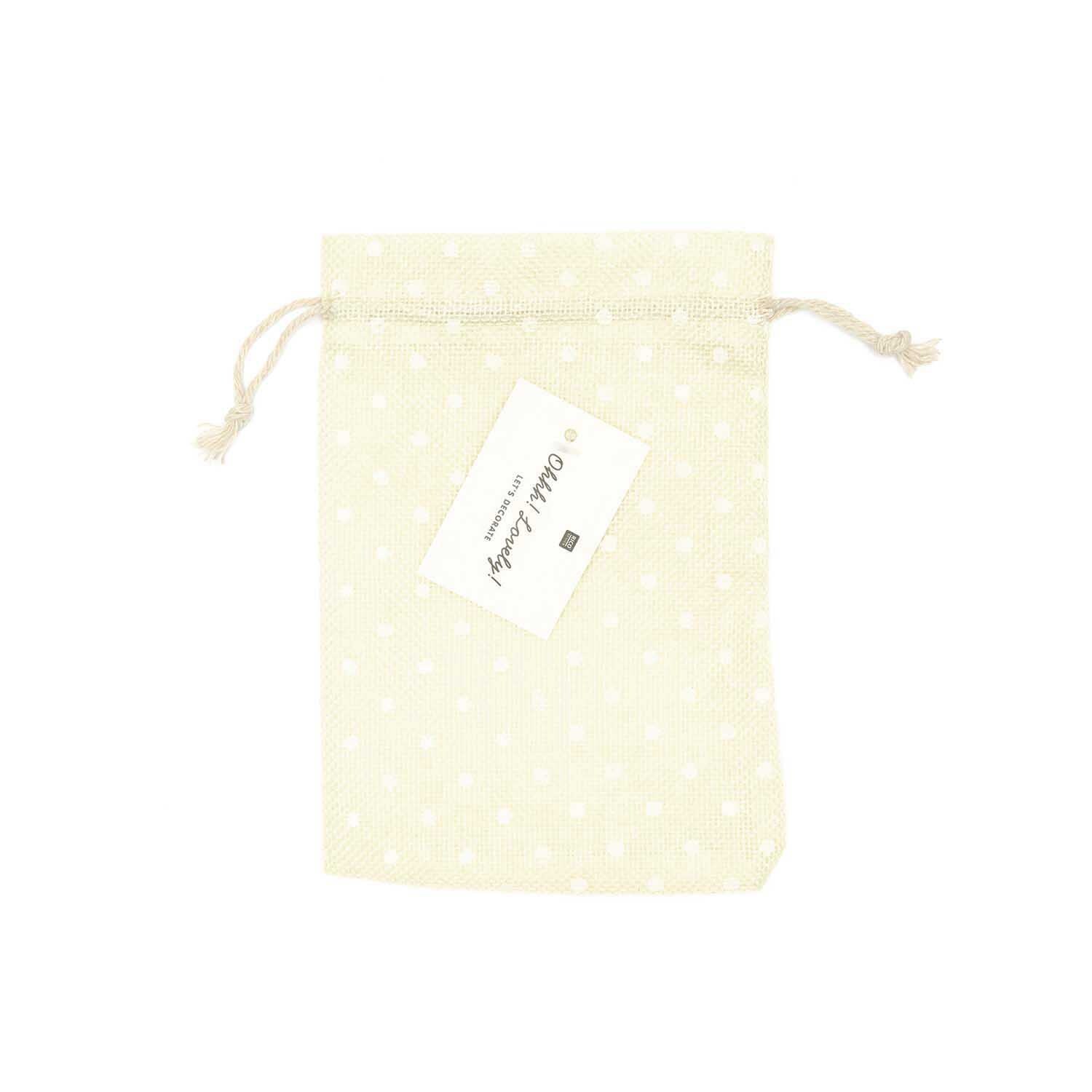 Beutel Juteoptik weiß gepunktet Größe 12x17cm von Rico Design