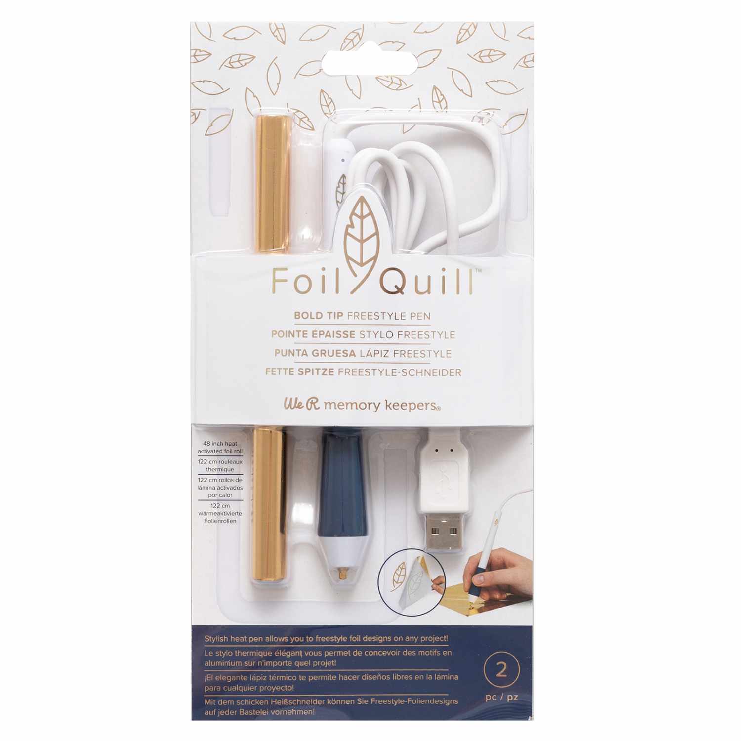 Foil Quill dicke Spitze Freestyle Pen 2,5mm von We R Memory Keepers, ideal für kreative Projekte. Enthält Zubehör in einer ansprechenden Verpackung.