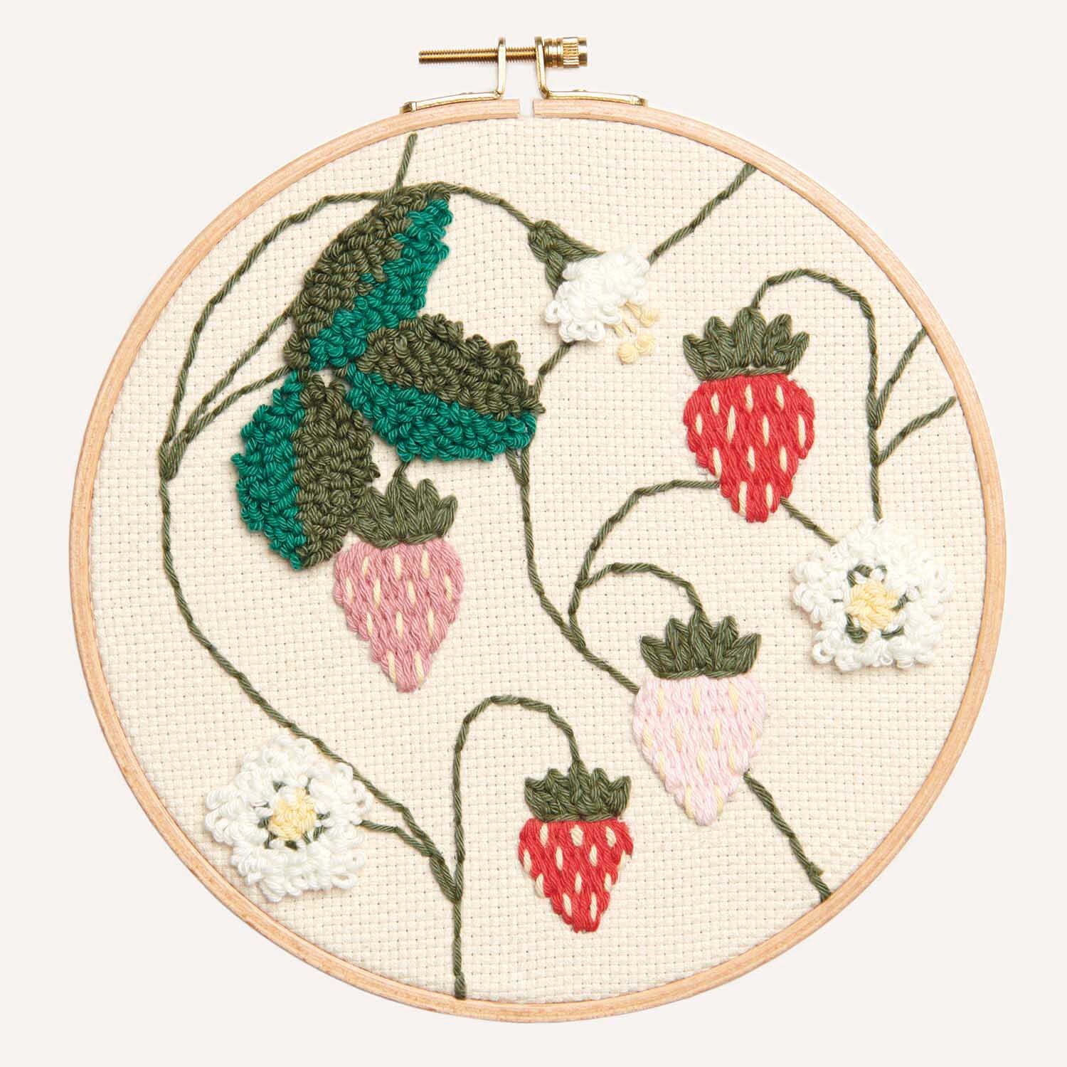 Anleitung Punch Needle Bild mit Erdbeeren gestalten von Rico Design