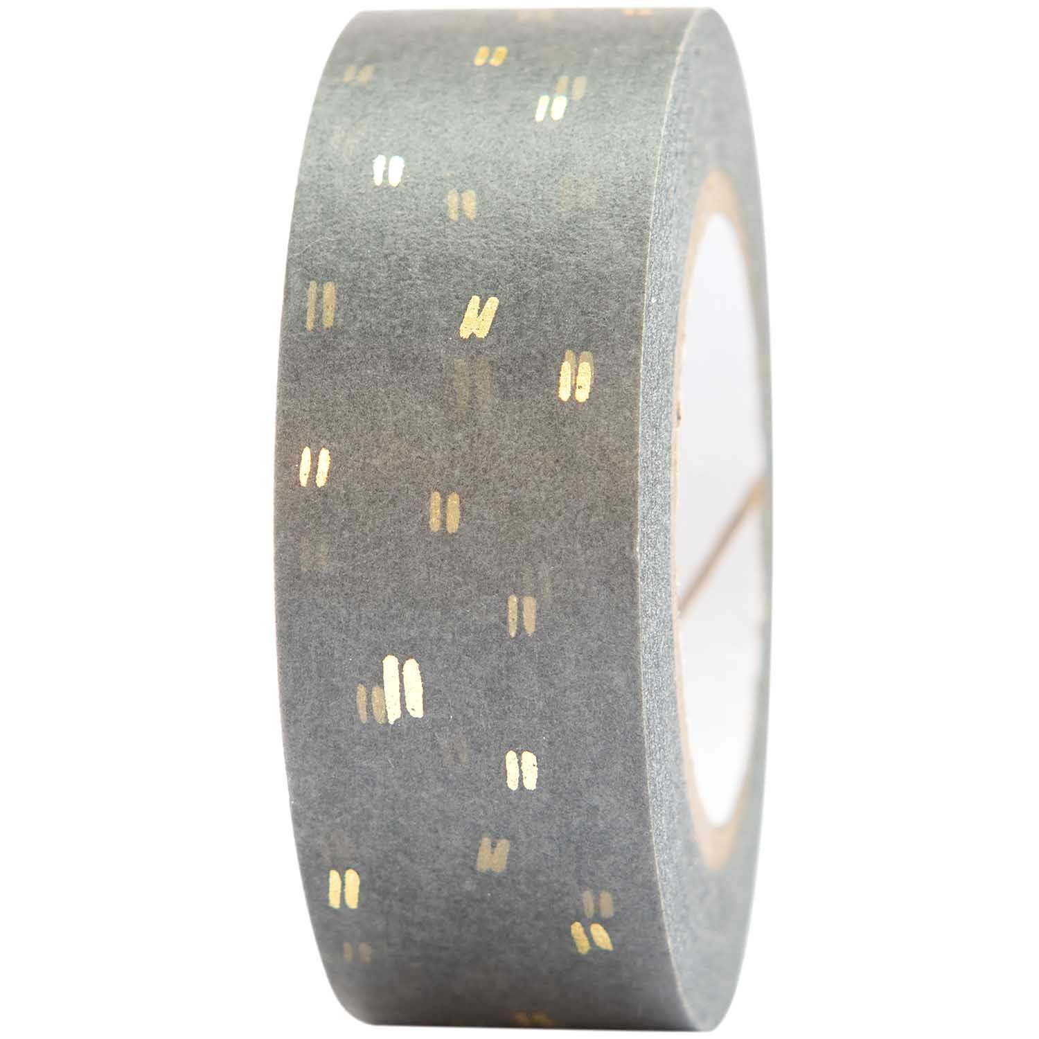 Paper Poetry Tape Struktur mit goldenen Akzenten auf grauem Hintergrund, 1,5 cm breit, 10 m lang.