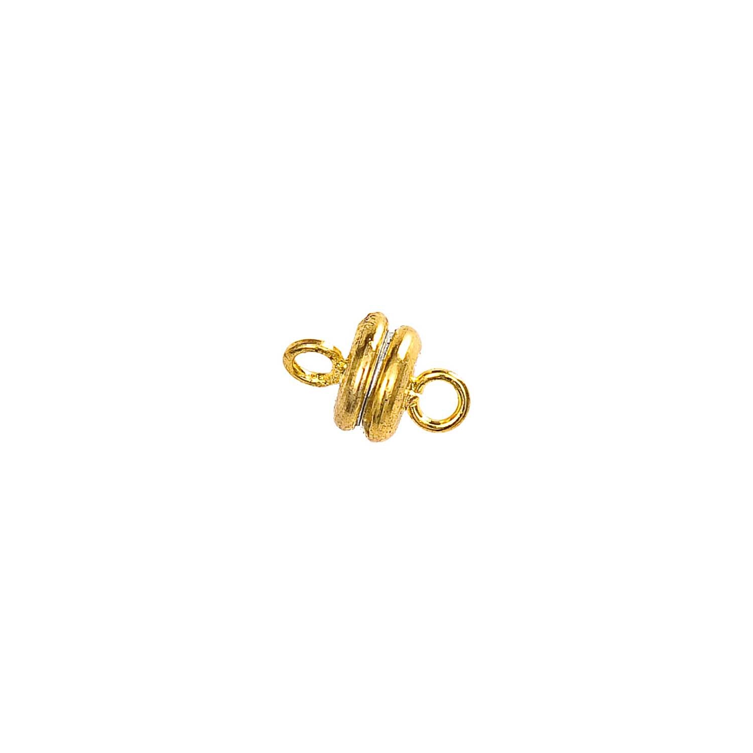 Magnetverschluß gold 6mm von Rico Design: Eleganter, goldener Verschluss mit zwei Ösen, ideal für Schmuckdesigns.