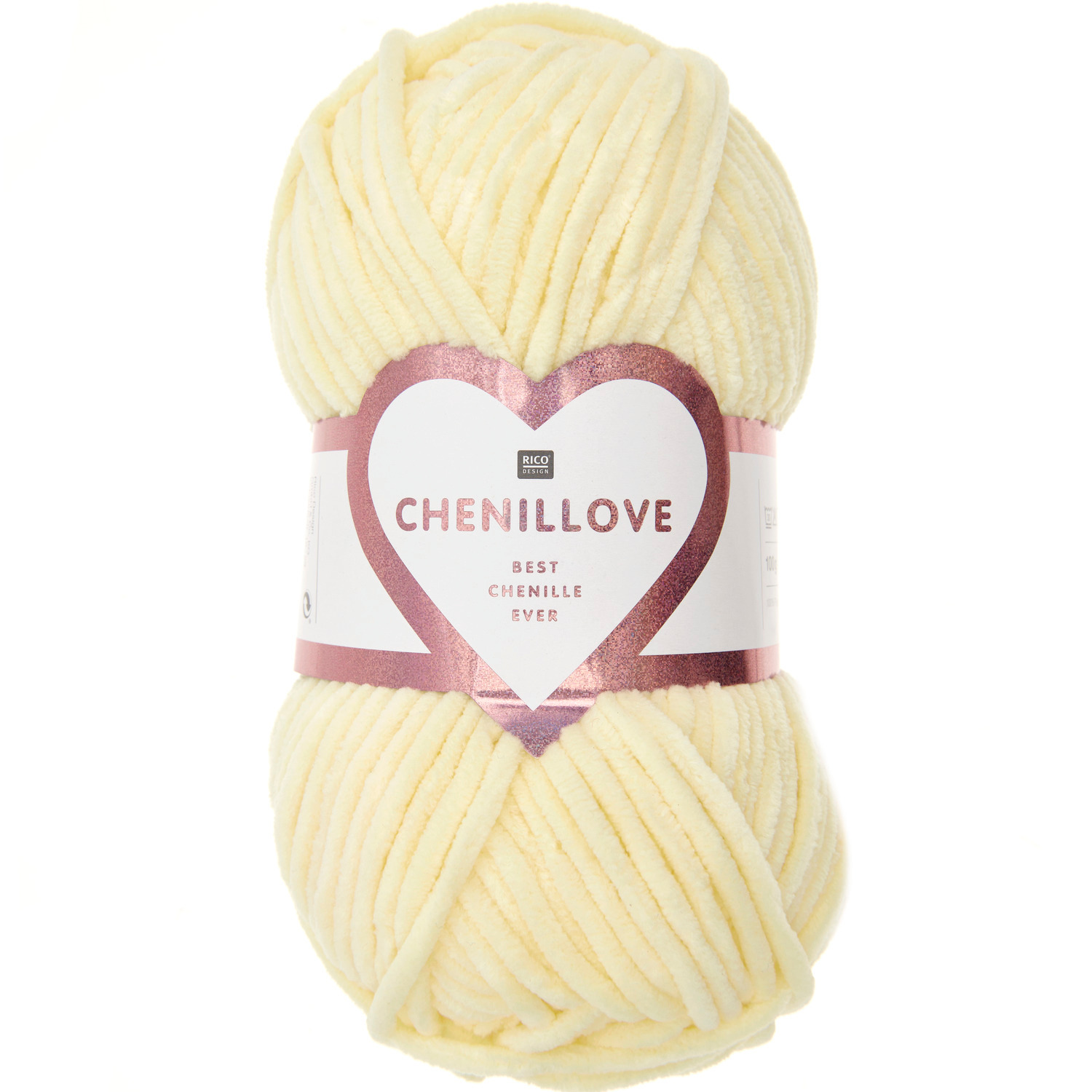 Chenillove Wolle in Vanille von Rico Design, 100g, 110m. Ideal für kreative Häkelprojekte.