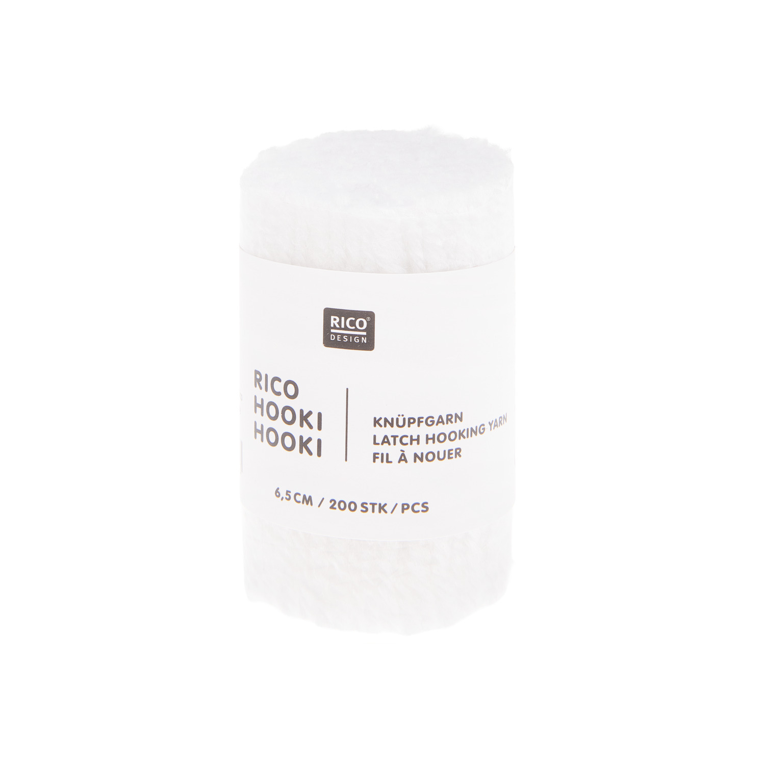 Rico Hooki Hooki Knüpfgarn in Weiß, 6,5 cm, von Rico Design. Ideal für kreative Handarbeiten.